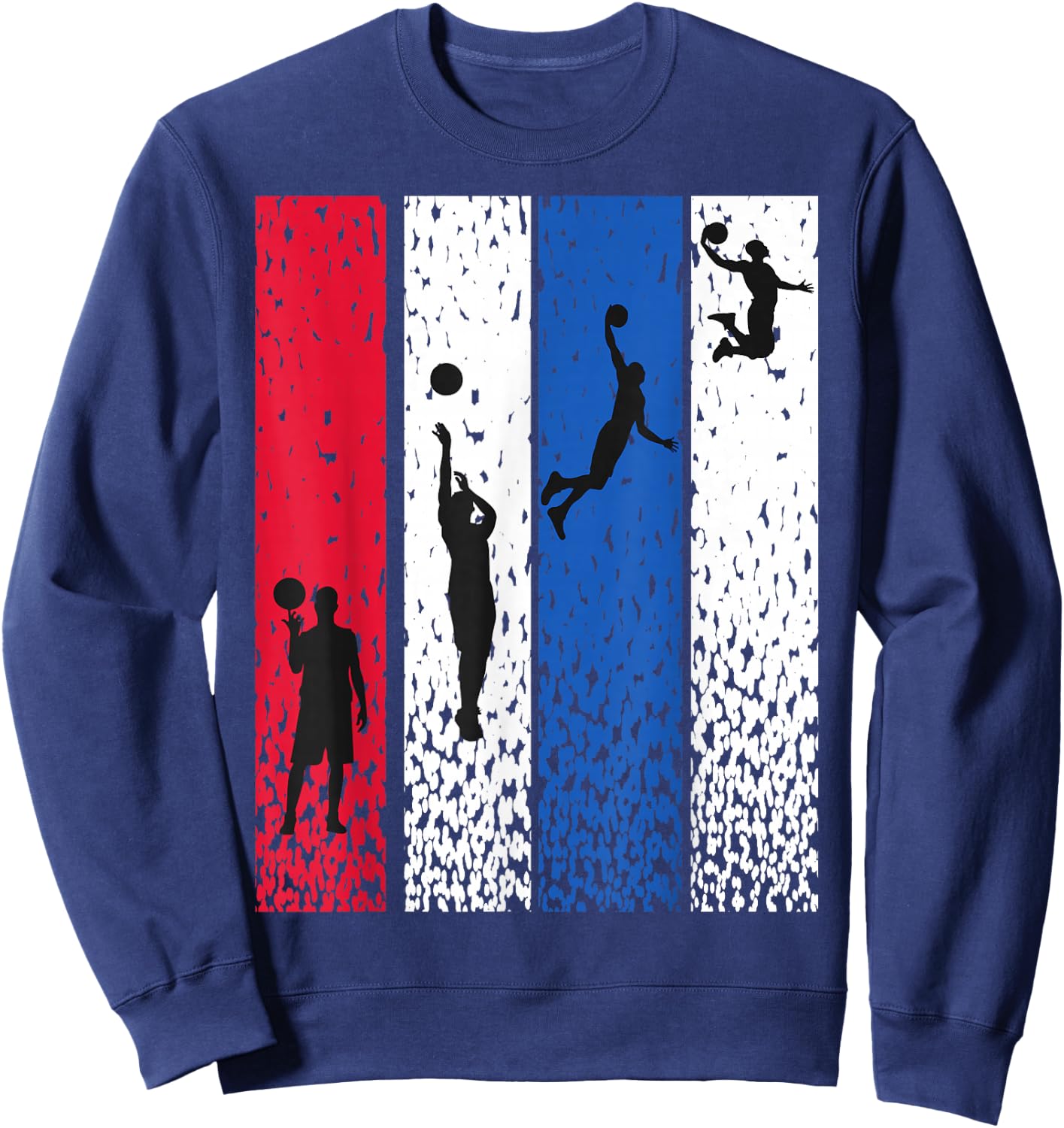 Basketball Retro Vintage USA Flag Red White Blue Patriotic Sweatshirt - Sweatshirt | Navy