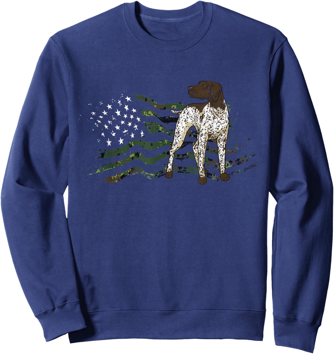 German Shorthaired Pointer American Flag GSP Dog Sweatshirt - Sweatshirt | Navy