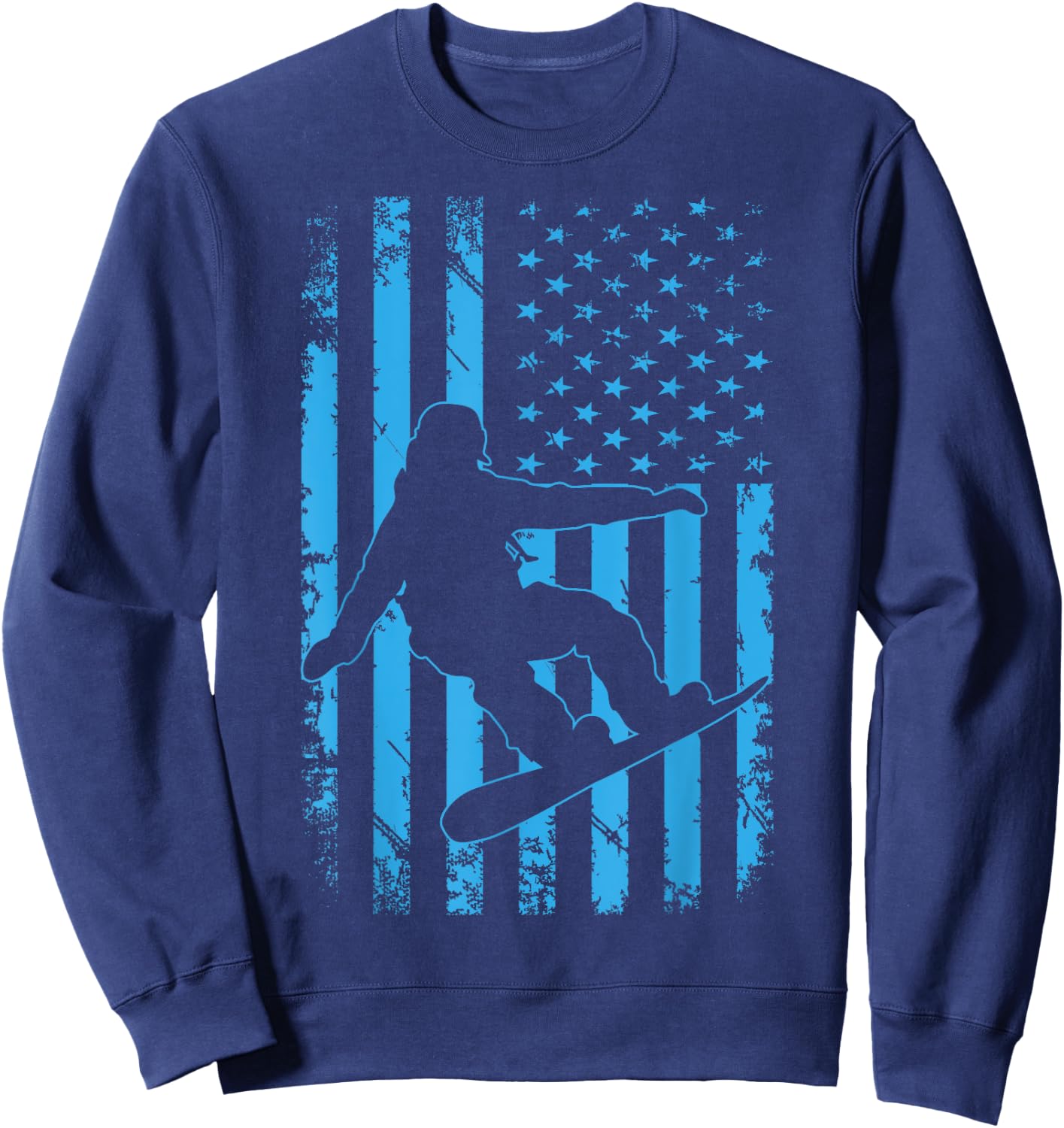 USA American Flag Snowboard Apparel Snowboarding Patriotic Kids Men Sweatshirt - Sweatshirt | Navy