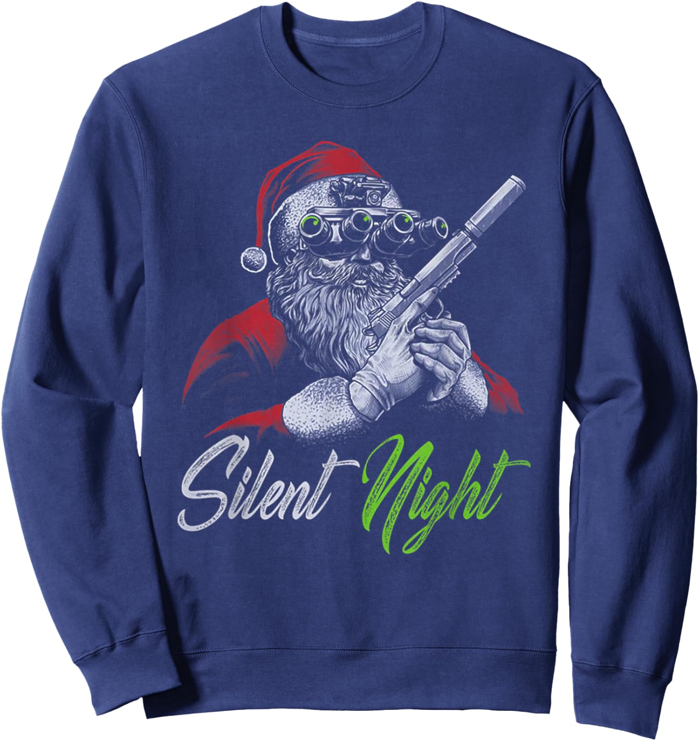 Silent Night Santa Christmas Sweatshirt - Sweatshirt | Navy