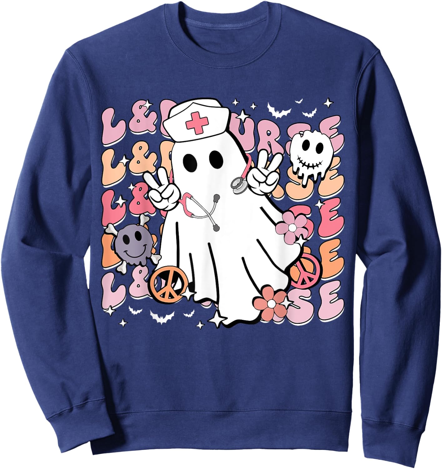 Groovy Labor & Delivery Funny Halloween Costume L&D Nurse Sweatshirt - Sweatshirt | Navy