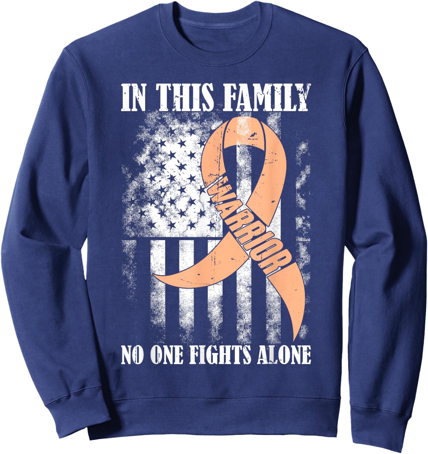 In This Family No One Fight Alone Uterine Cancer Awareness Sweatshirt - Sweatshirt | Navy