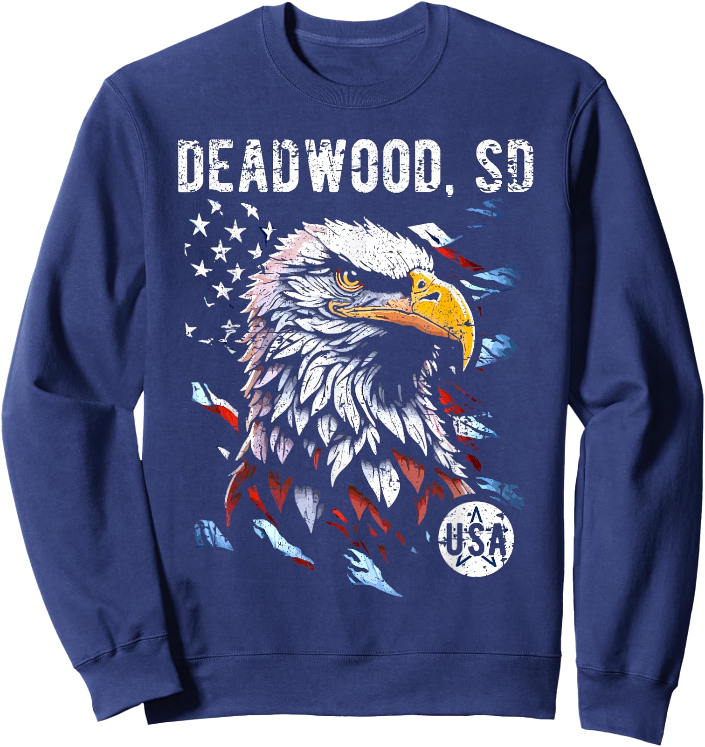 Deadwood SD Patriotic Eagle USA Flag Vintage Style Design Kids Men Sweatshirt - Sweatshirt | Navy