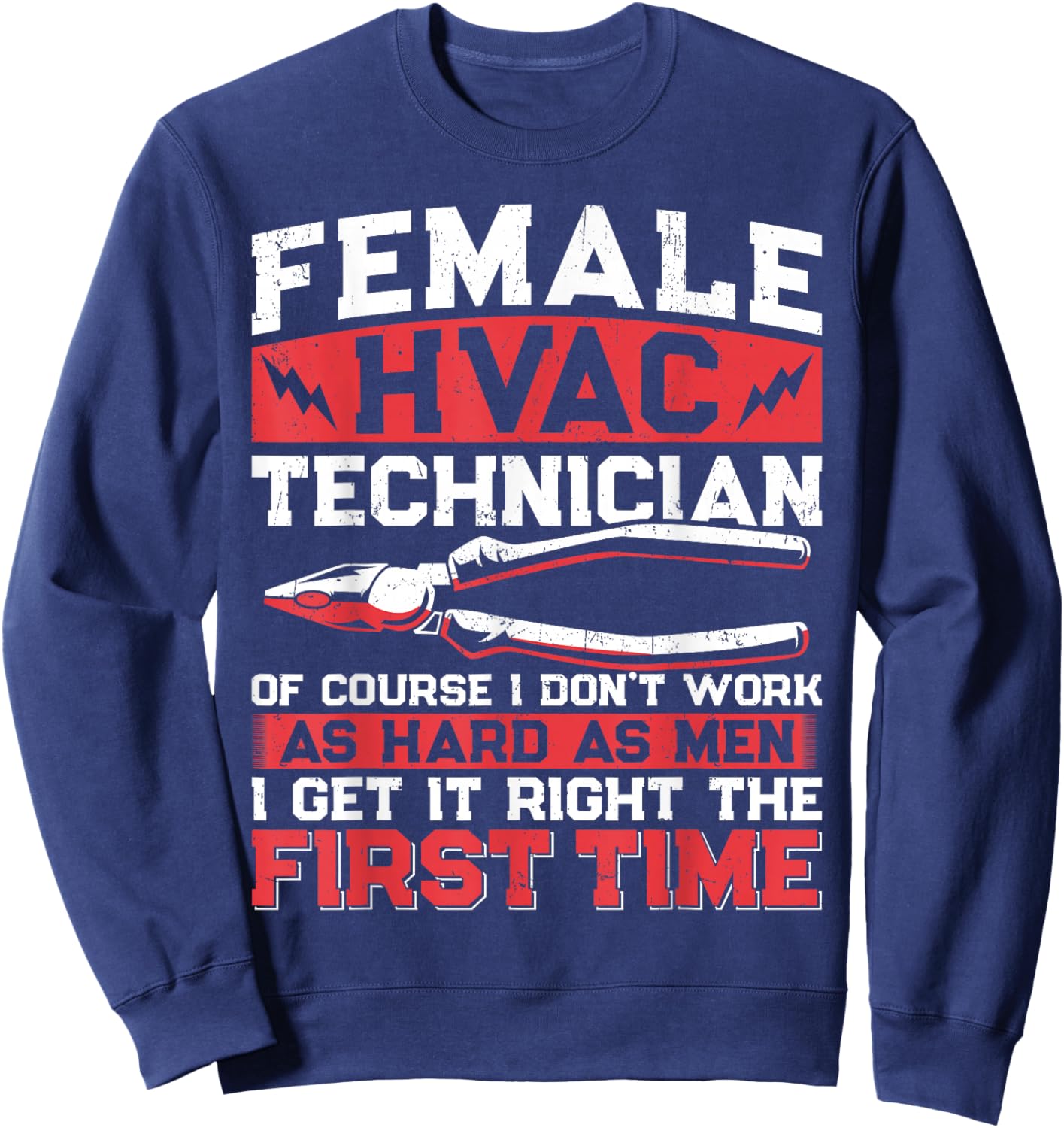 HVAC Technician Tech Female Girl Vintage Female Hvac Sweatshirt - Sweatshirt | Navy