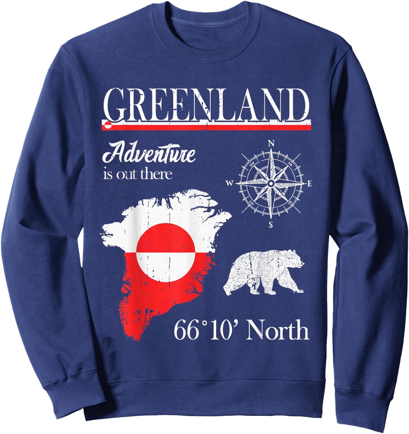 Greenland - Adventure Is Out There - Greenland Flag Sweatshirt - Sweatshirt | Navy