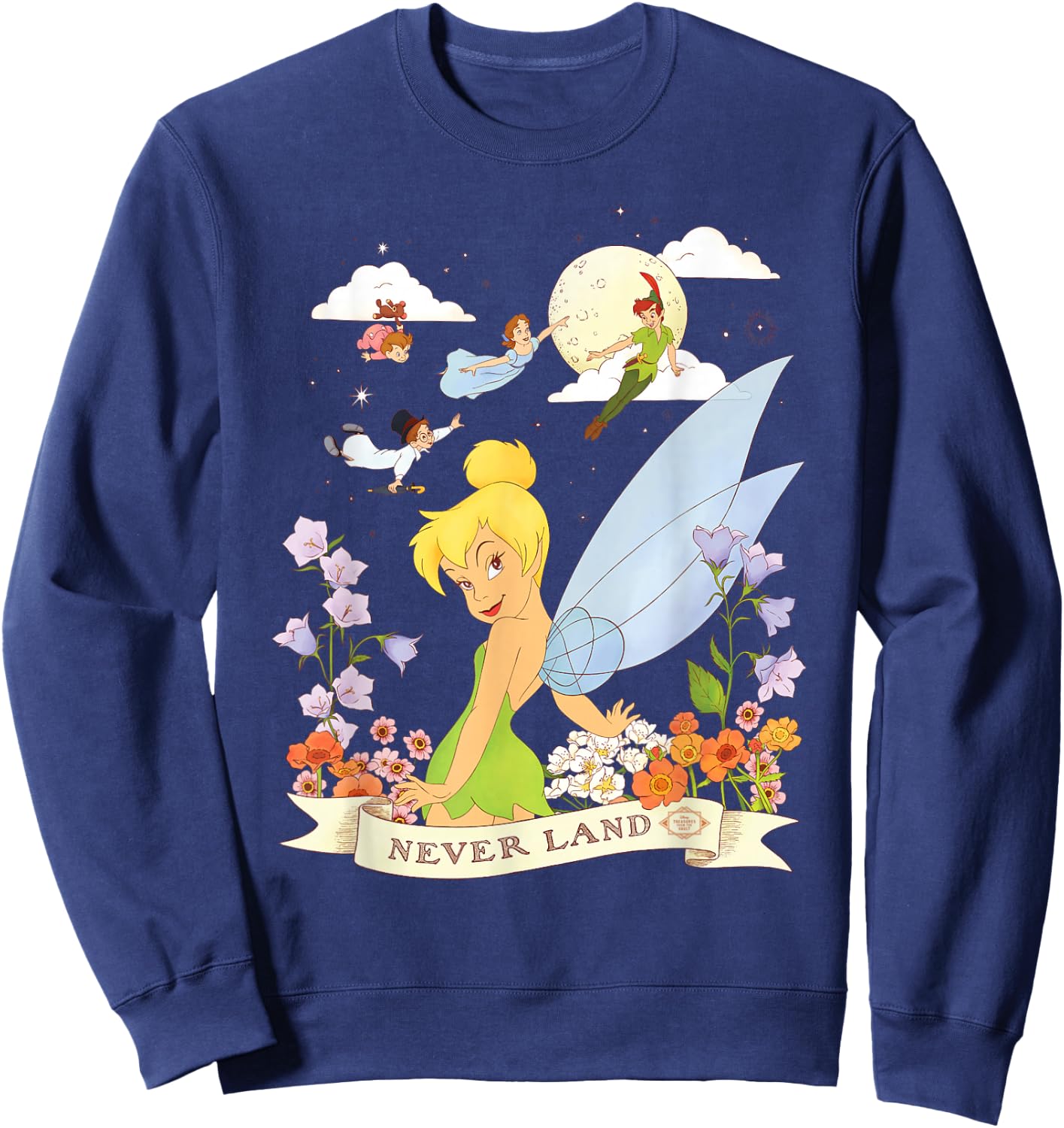 Disney Peter Pan Tinker Bell Never Land Flowers and Flight Sweatshirt - Sweatshirt | Navy