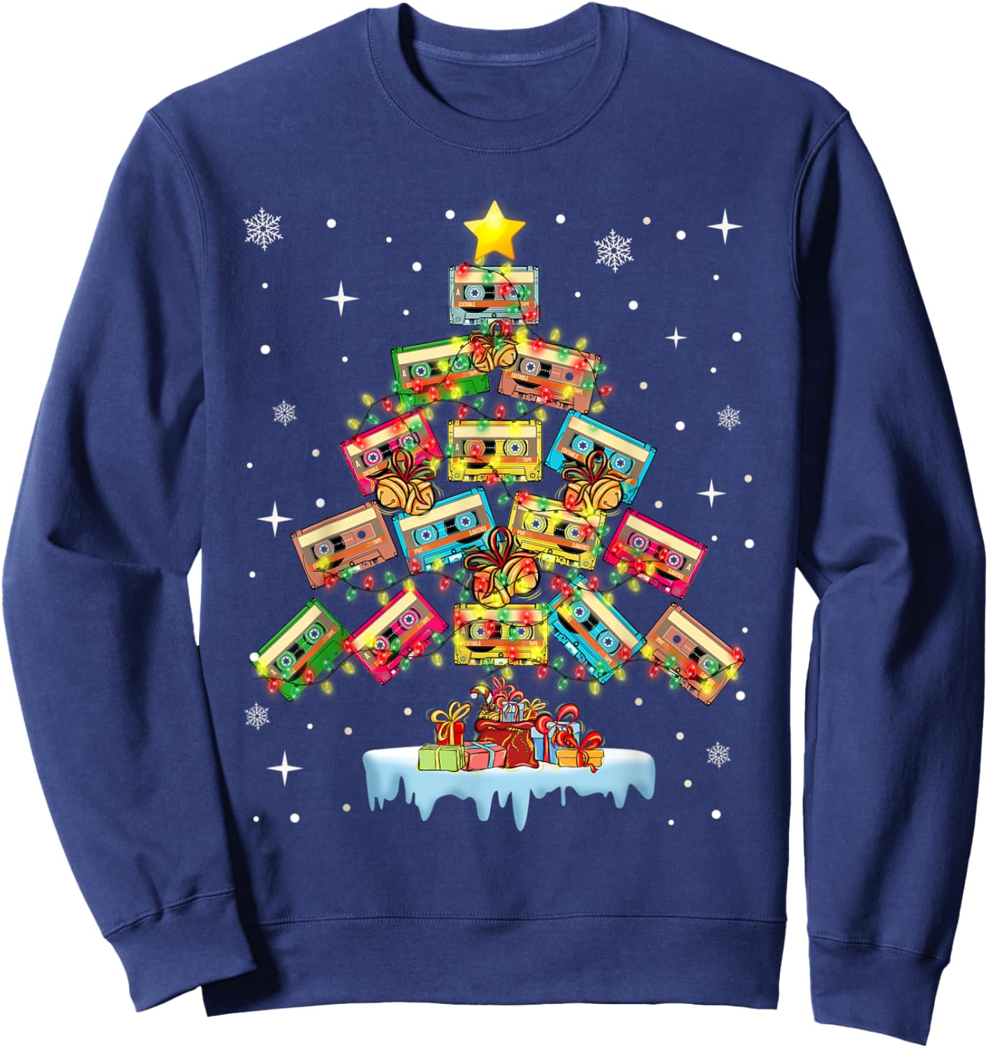 Music Cassette Tapes Christmas Tree Country Music Lover Sweatshirt - Sweatshirt | Navy