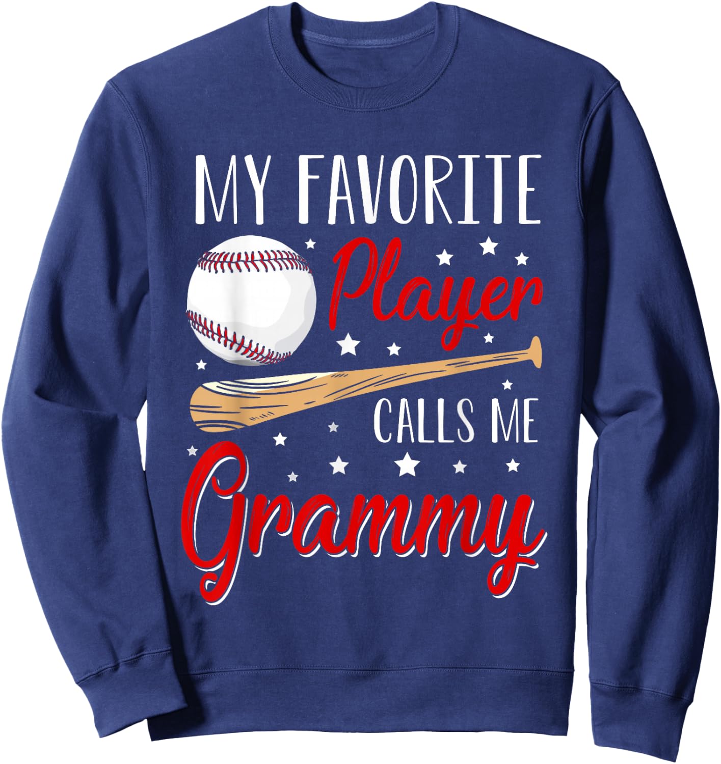 Baseball My Favorite Player Calls Me Grammy Heart Grandma Sweatshirt - Sweatshirt | Navy