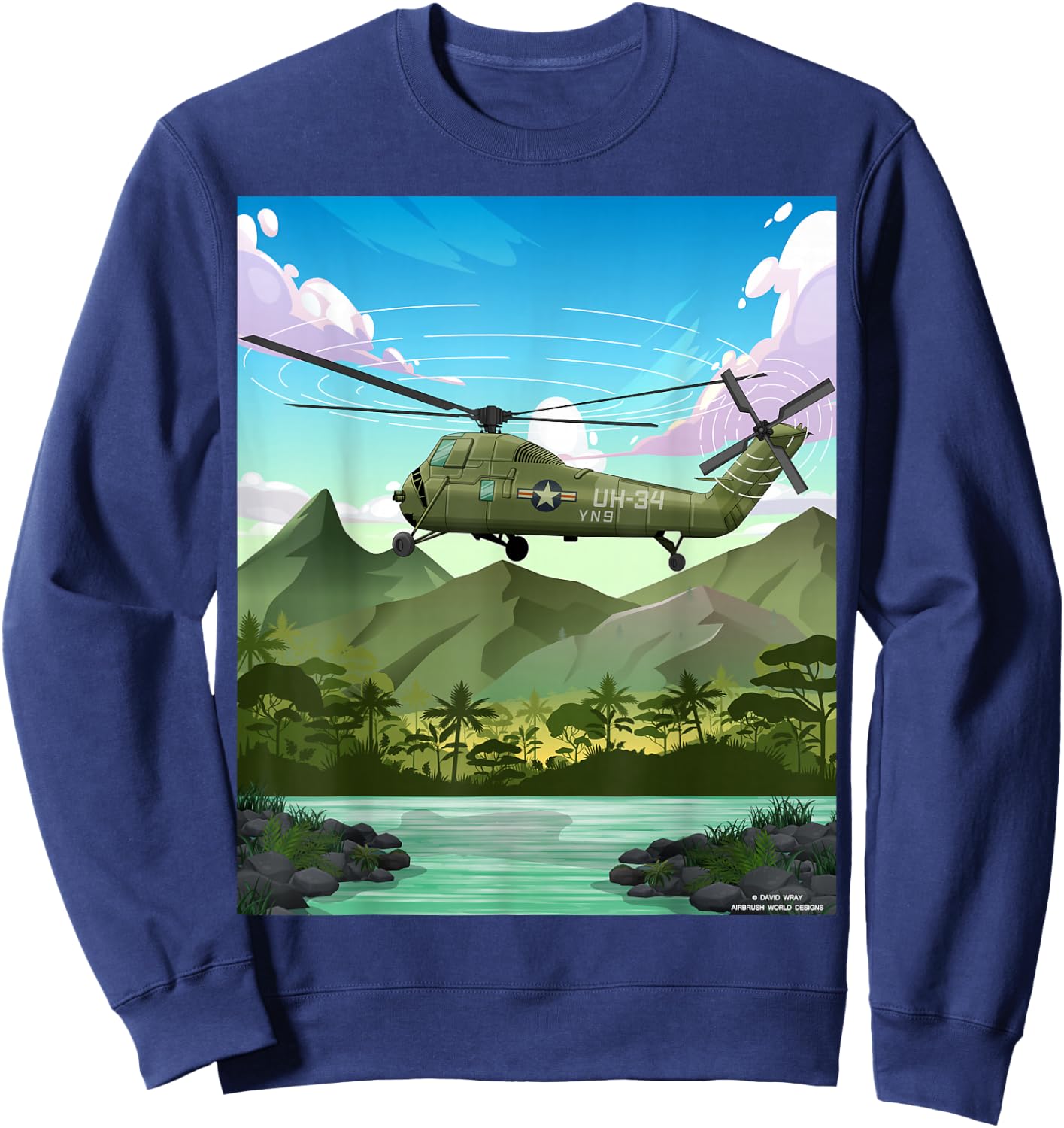 Vietnam War Military Helicopter Armed Forces Veterans Gift Sweatshirt - Sweatshirt | Navy