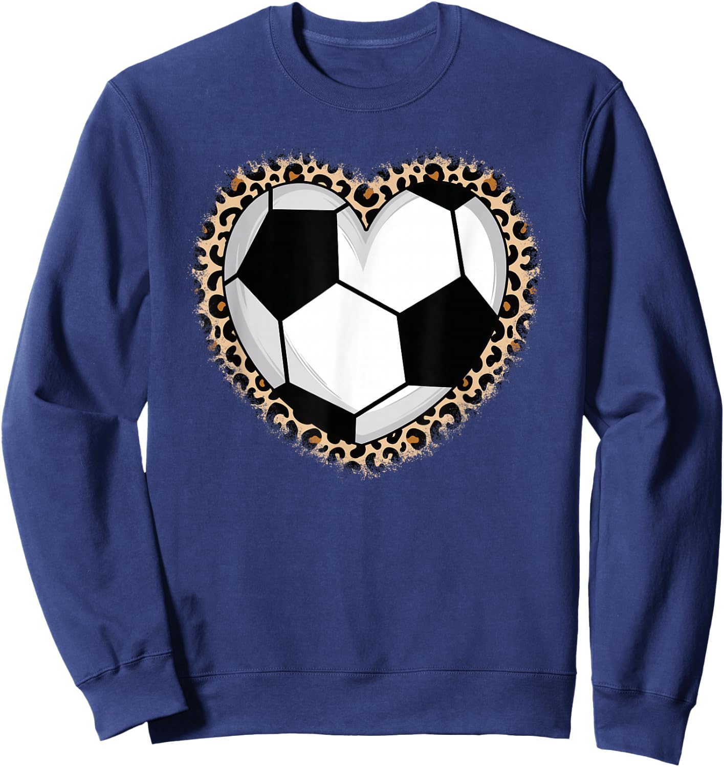 Soccer Heart Leopard Soccer Women Girls Sweatshirt - Sweatshirt | Navy