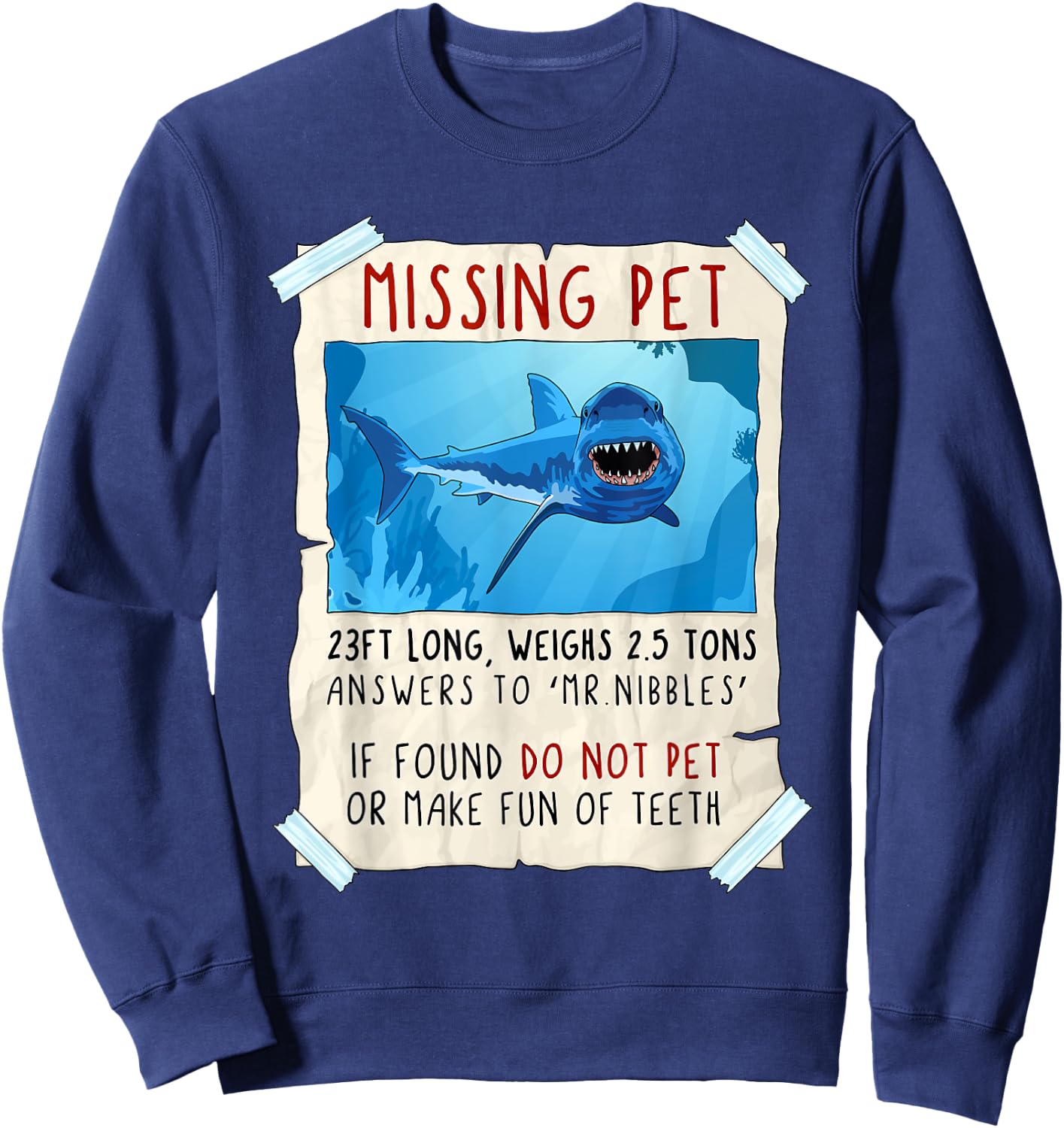 Funny Shark Lover, Shark Art, Sea Animals, Shark Sweatshirt - Sweatshirt | Navy