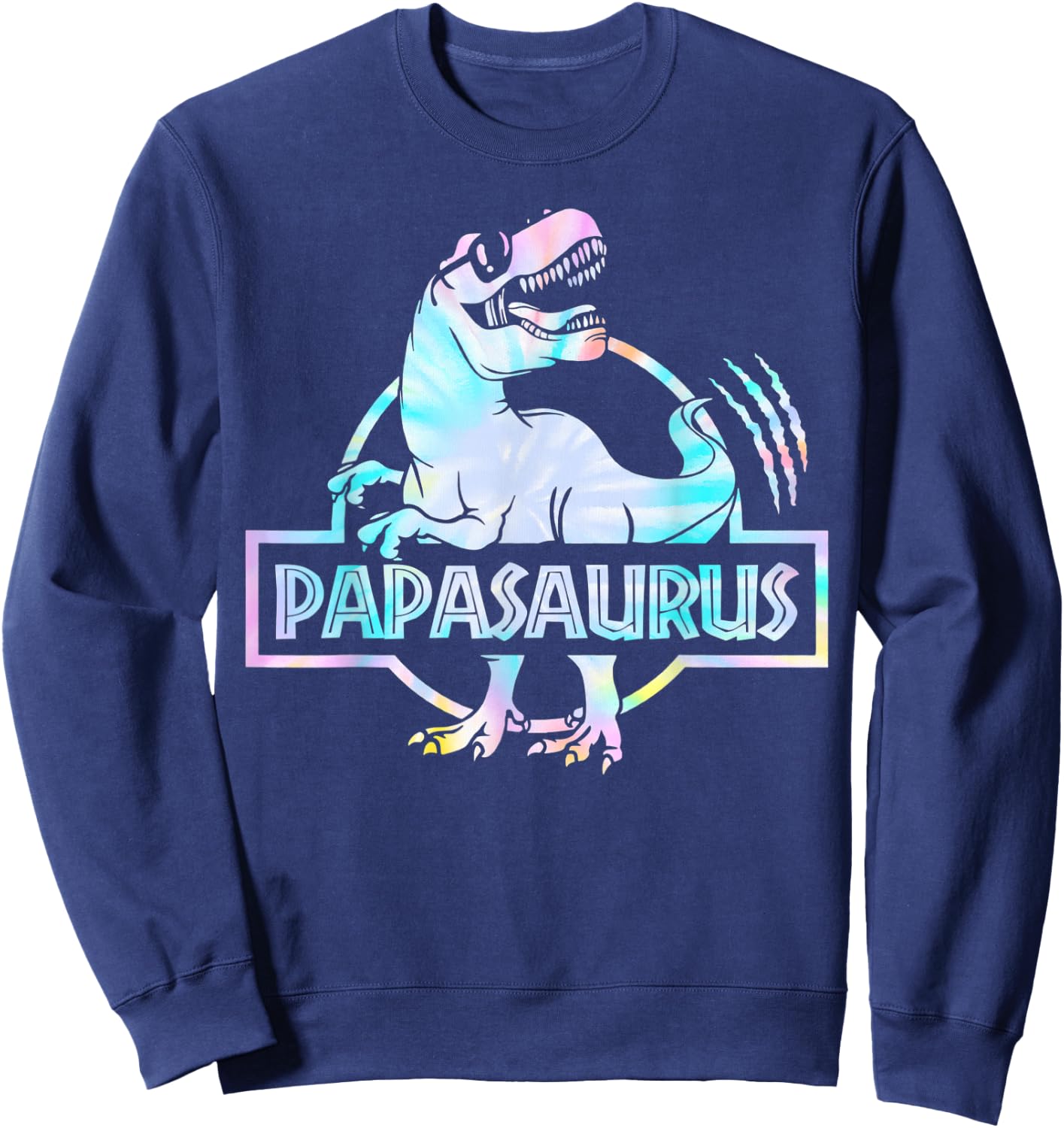 Papasaurus T Rex Dinosaur Papa Saurus Family Matching Sweatshirt - Sweatshirt | Navy