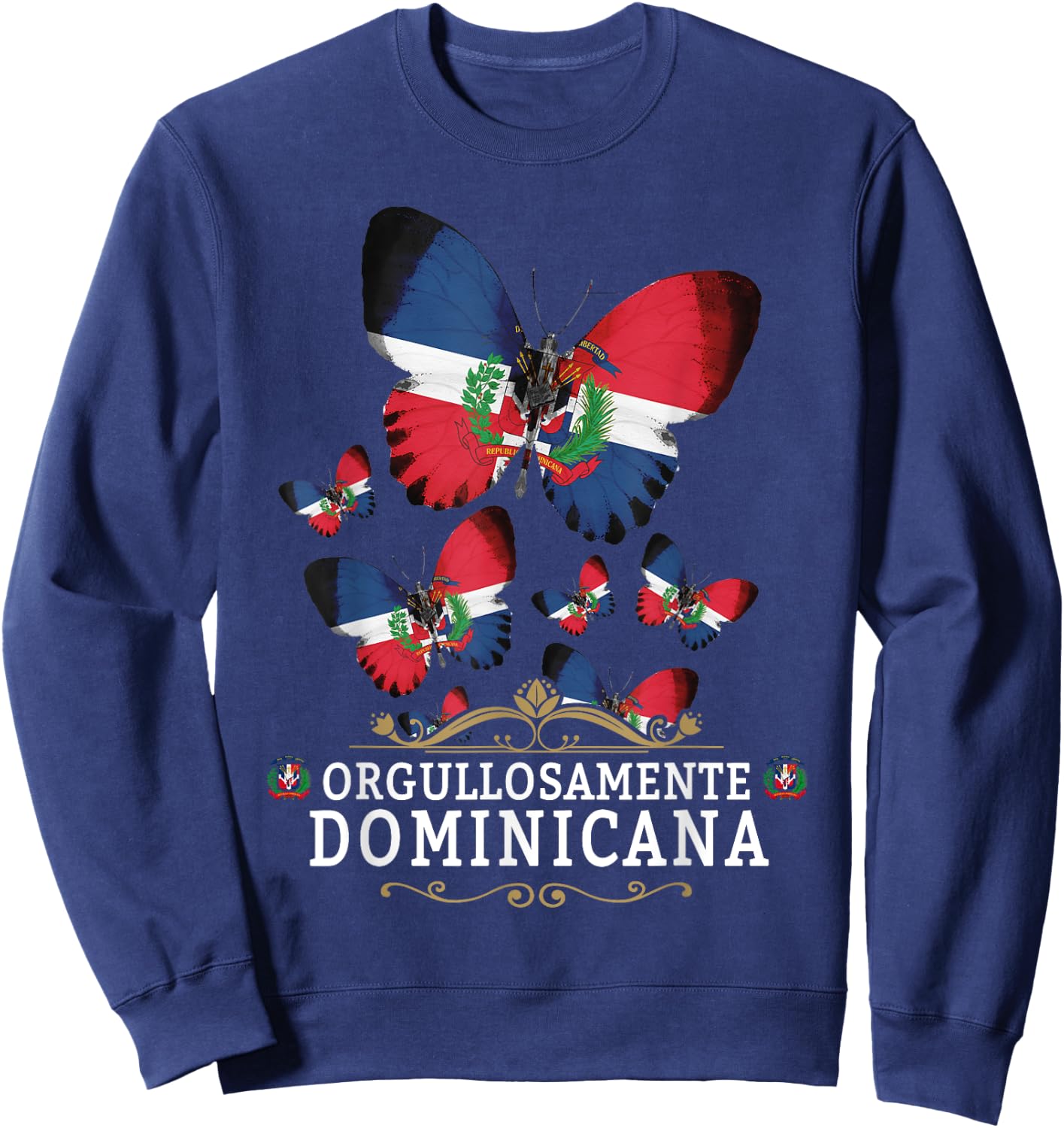 Republica Dominicana Butterfly & Dominican Flag Sweatshirt - Sweatshirt | Navy