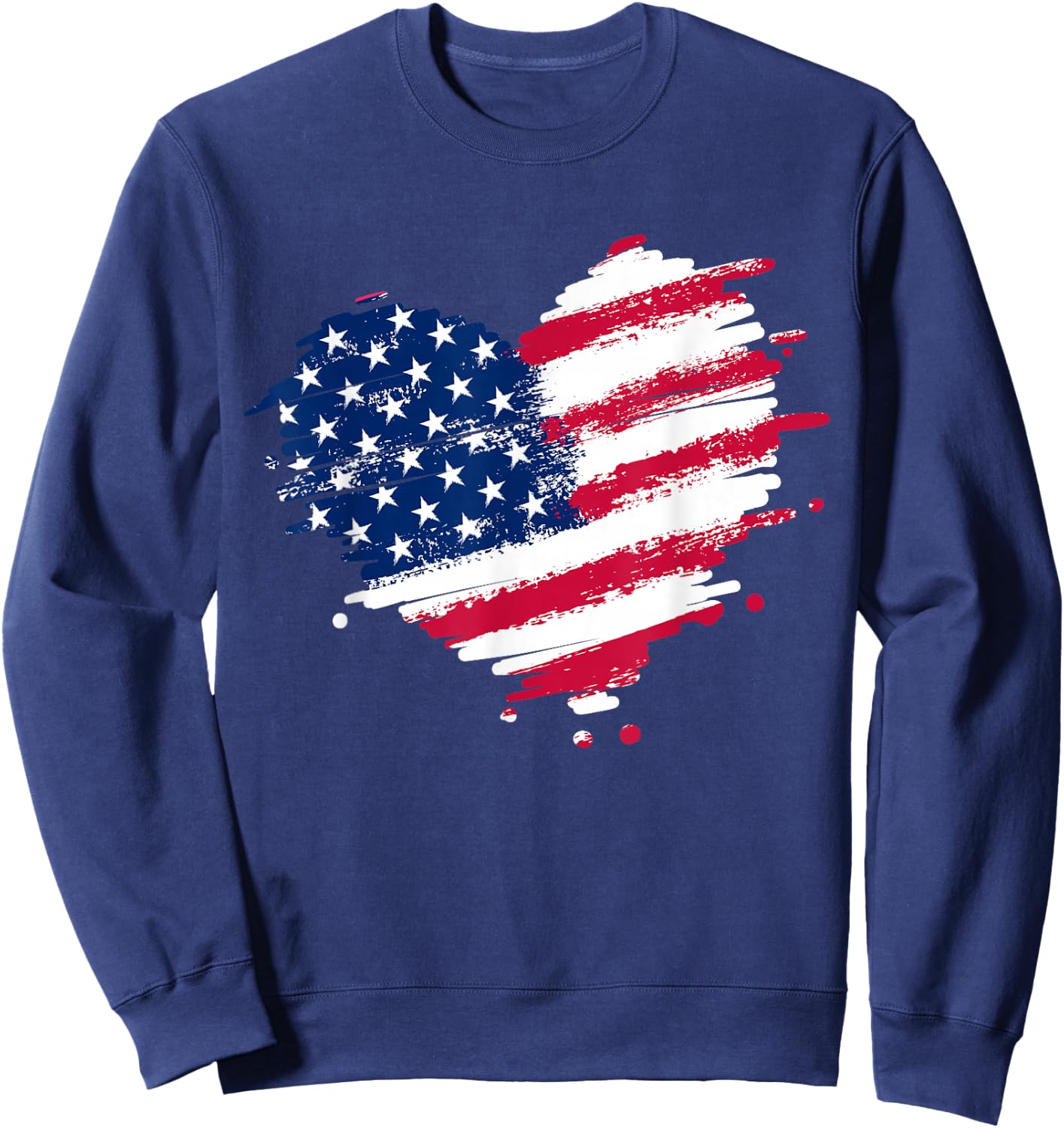 4th of July Heart USA American Flag Patriotic Men Women Sweatshirt - Sweatshirt | Navy