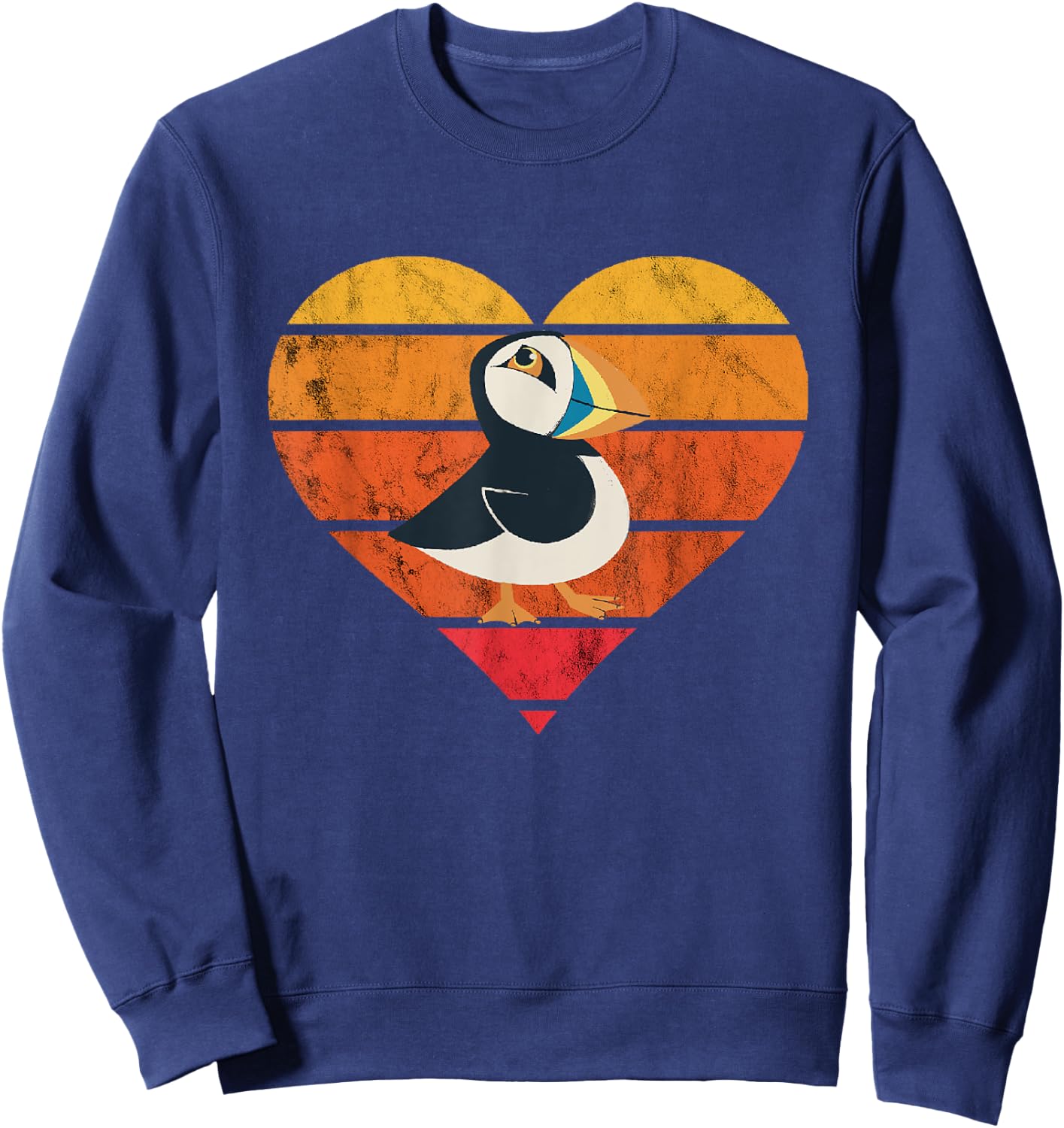 Puffin Bird Heart Retro Vintage Seabird Lover Puffin Lover Sweatshirt - Sweatshirt | Navy