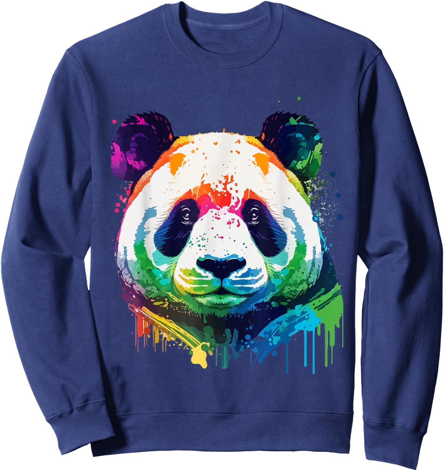 Panda Colorful Pop Art Splash Art Tie Dye Rainbow Sweatshirt - Sweatshirt | Navy