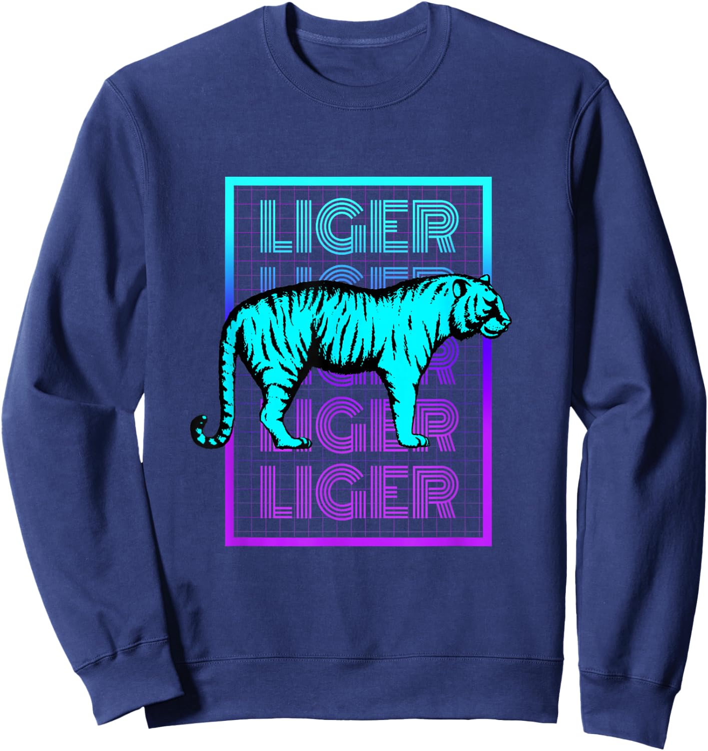 Liger Tiger Vintage Retro Liger Sweatshirt - Sweatshirt | Navy