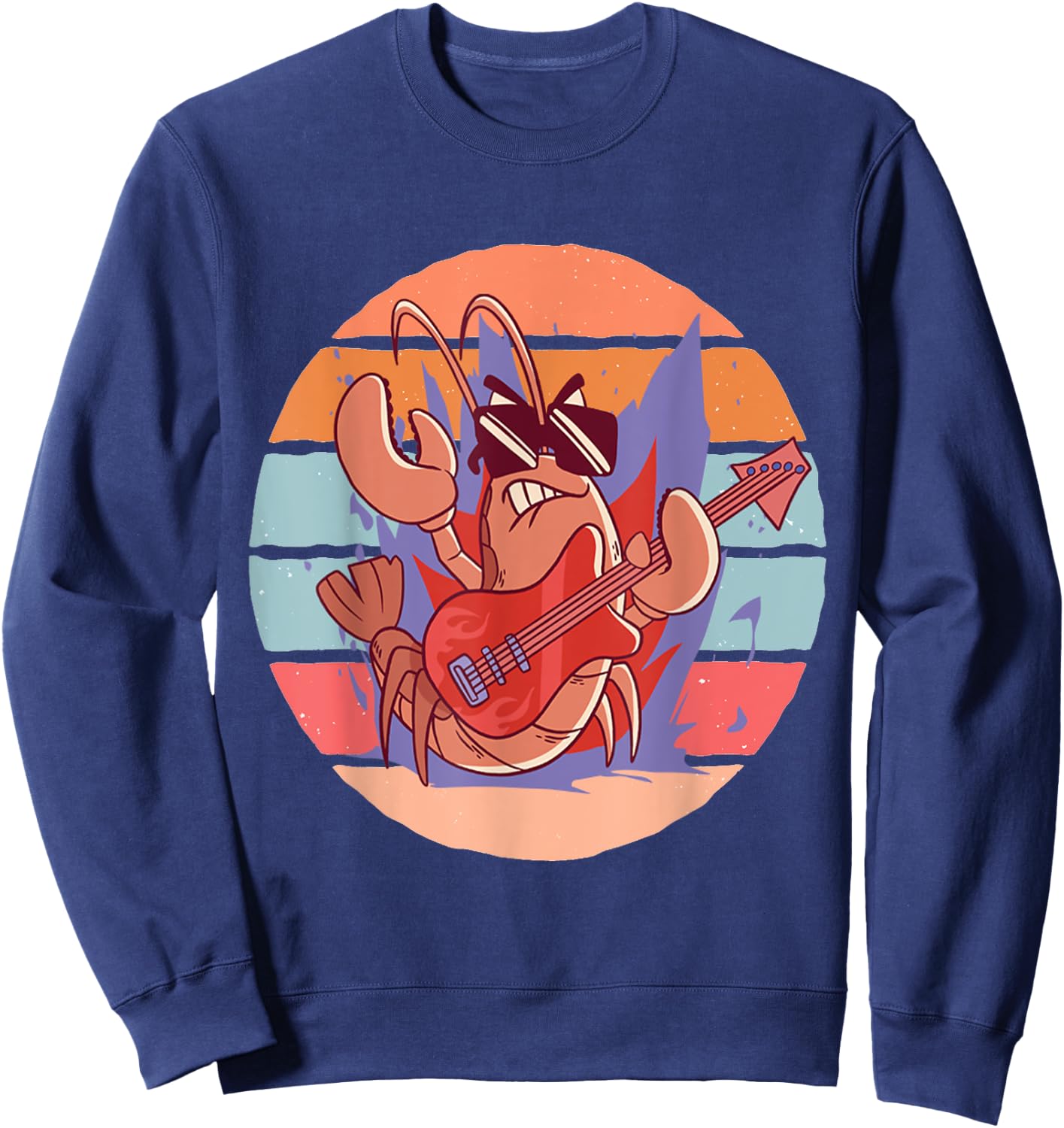 Rock Lobster Music Lover Musical Lobster Guitar Playing Sweatshirt - Sweatshirt | Navy