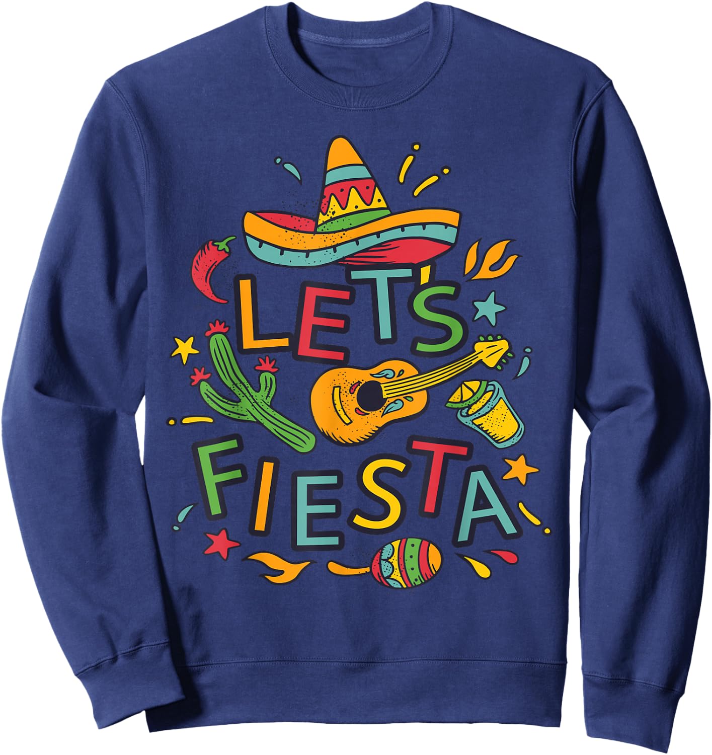 Let's Fiesta Cinco De Mayo Mexican Guitar Party Sweatshirt - Sweatshirt | Navy