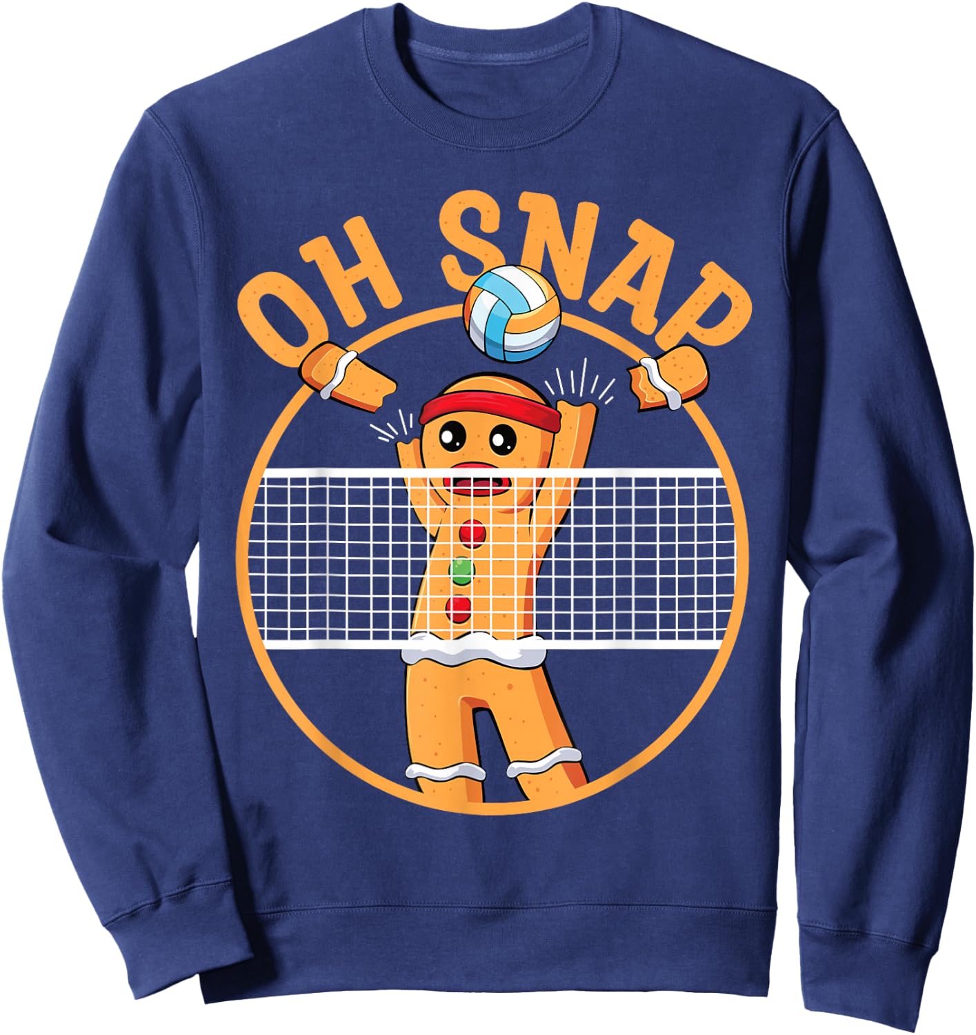 Oh Snap Gingerbread Man Christmas Volleyball Sweatshirt - Sweatshirt | Navy