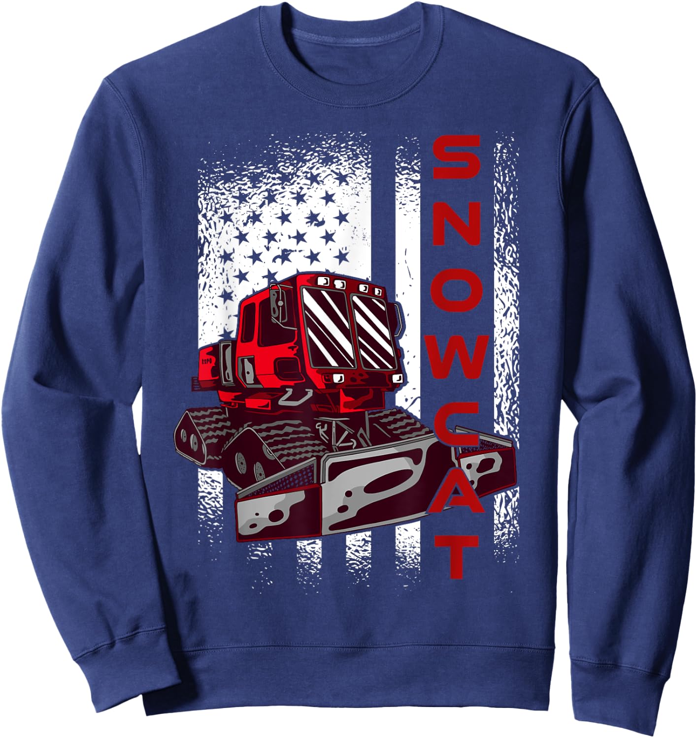 Snow Groomer Cool Snowcat Winter Sport US Flag Men Women Sweatshirt - Sweatshirt | Navy