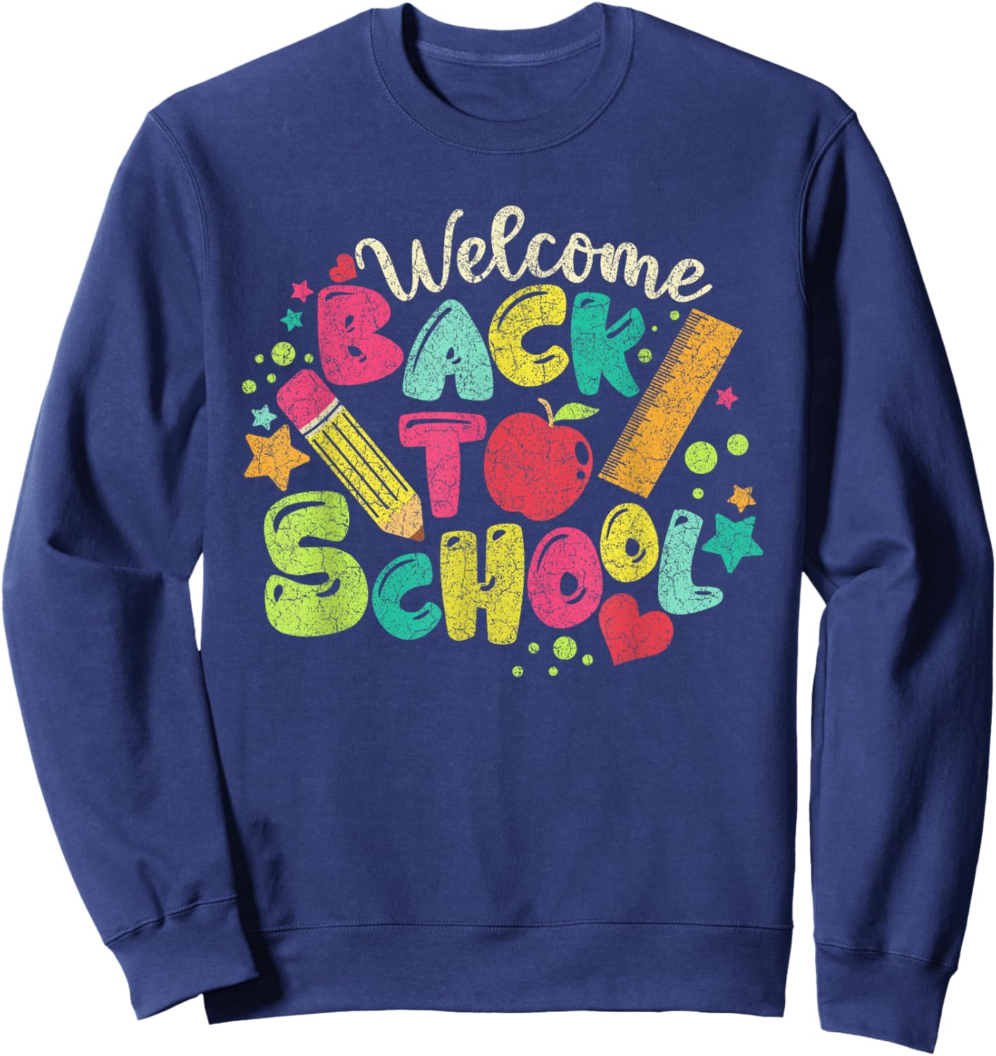 Welcome Back To School Ruler Pencil Kid Sweatshirt - Sweatshirt | Navy