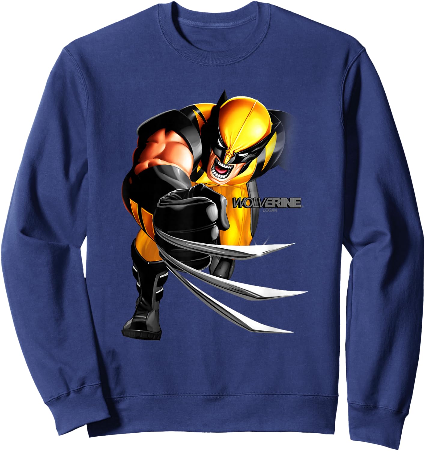Marvel Wolverine Classic Ferocious Logan Claw Portrait Sweatshirt - Sweatshirt | Navy