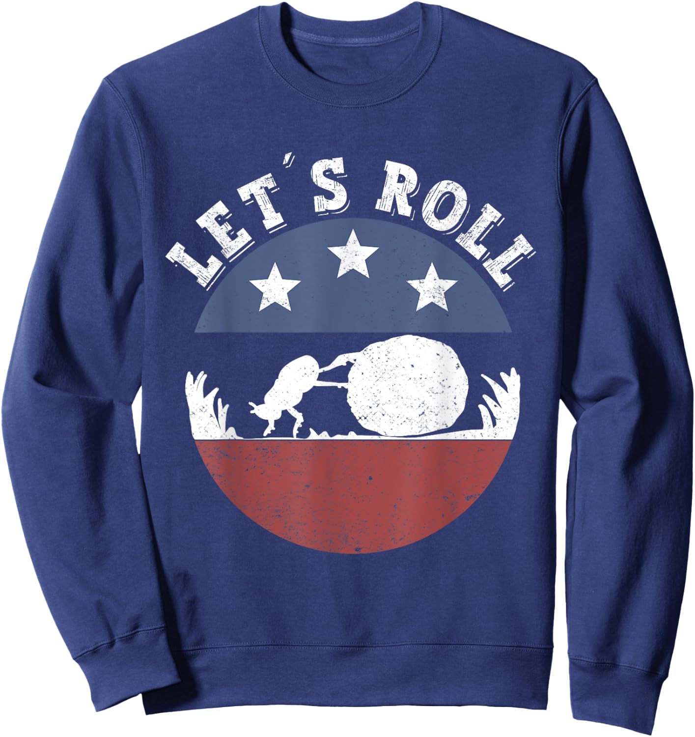 Lets Roll Vintage dung beatle pushing dung ball Sweatshirt - Sweatshirt | Navy
