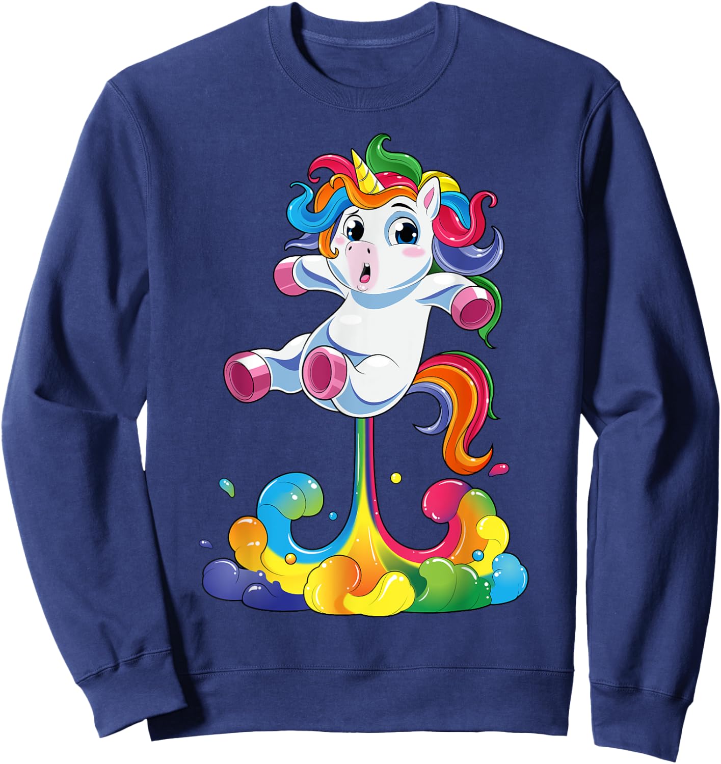 Unicorn Shirt Funny Magical Fart Unicorn Farting Rainbow Sweatshirt - Sweatshirt | Navy