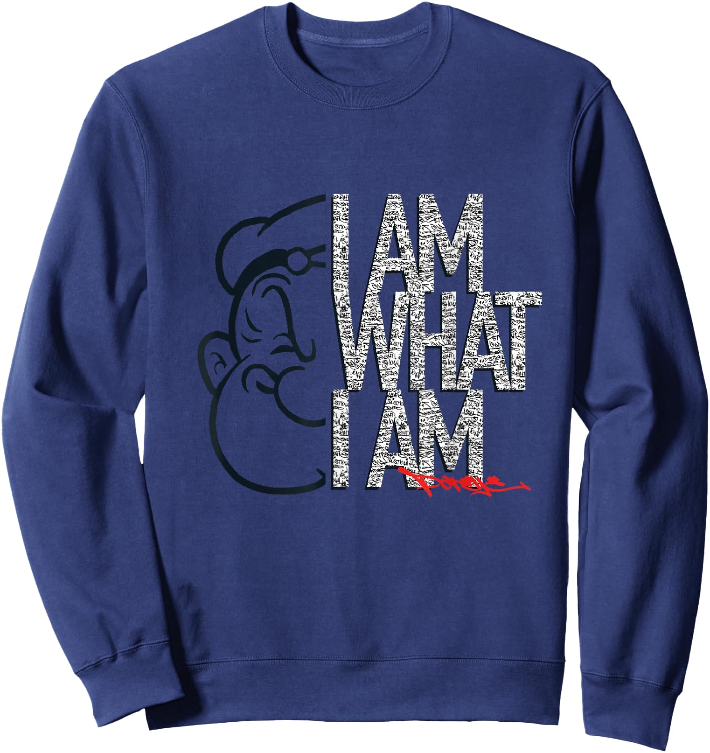 Popeye I AM What I AM Signature Phrase Sweatshirt - Sweatshirt | Navy