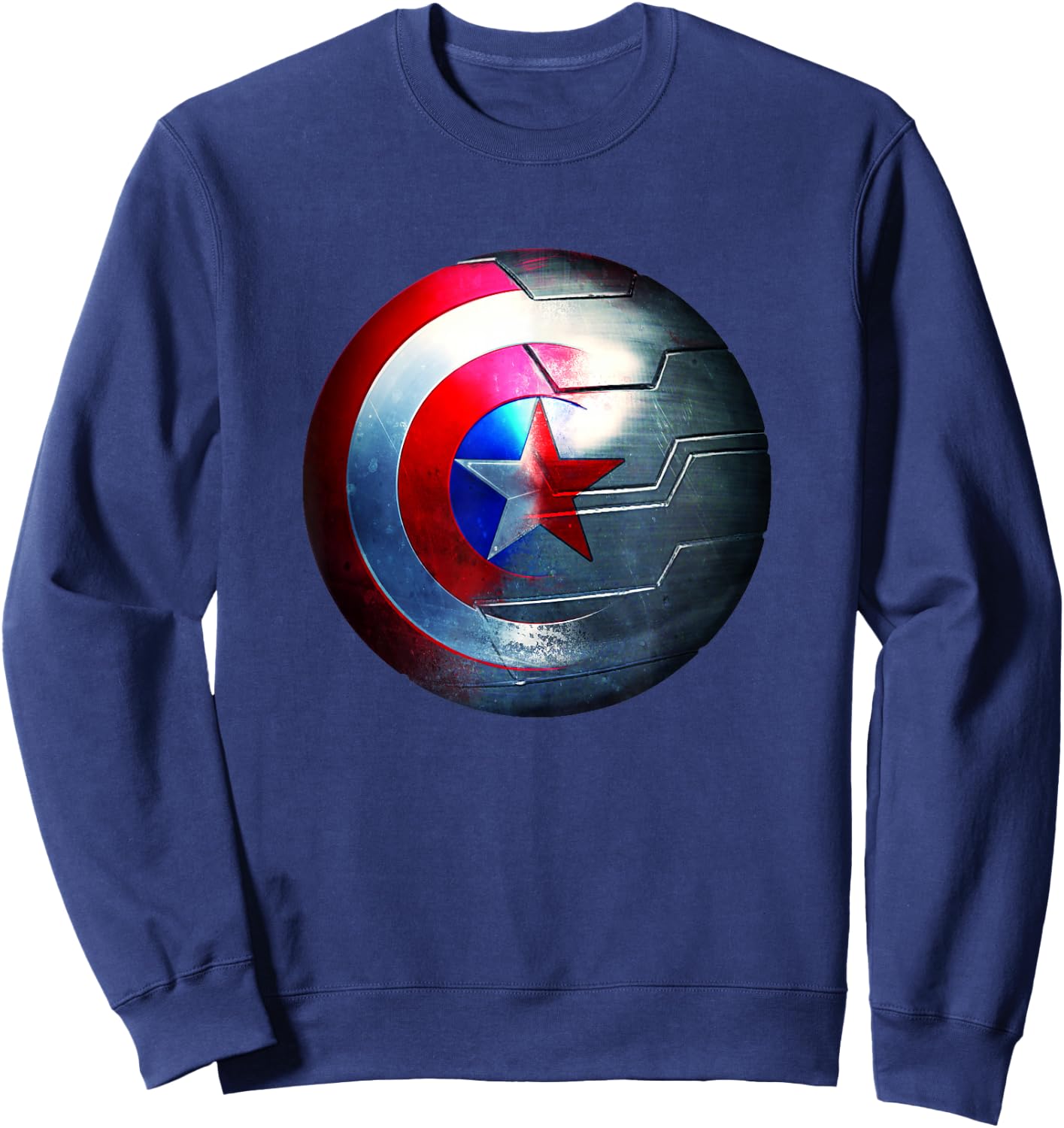 Marvel Comics Retro Classic Cap's Shield & Bucky's Arm Logo Sweatshirt - Sweatshirt | Navy