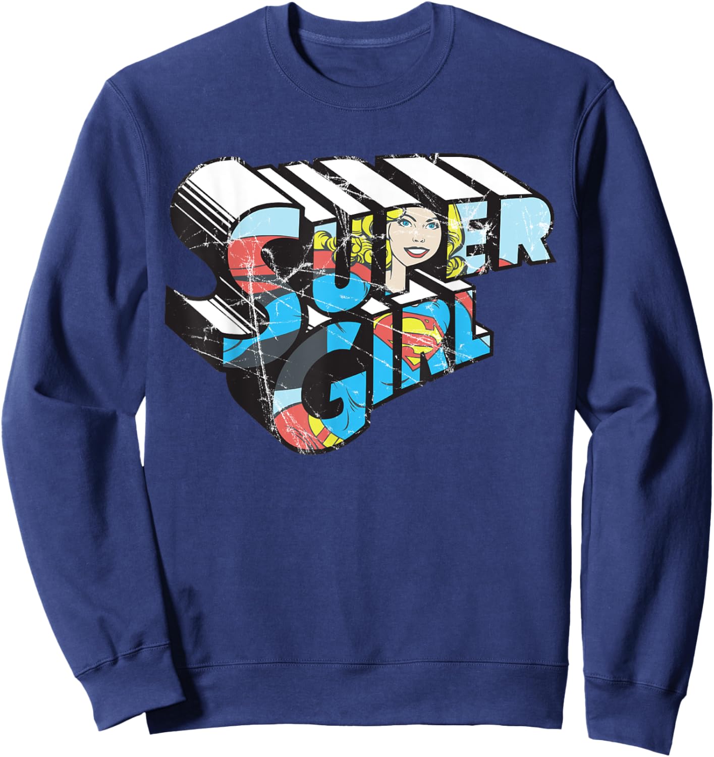 DC Supergirl Logo Character Distressed Sweatshirt - Sweatshirt | Navy