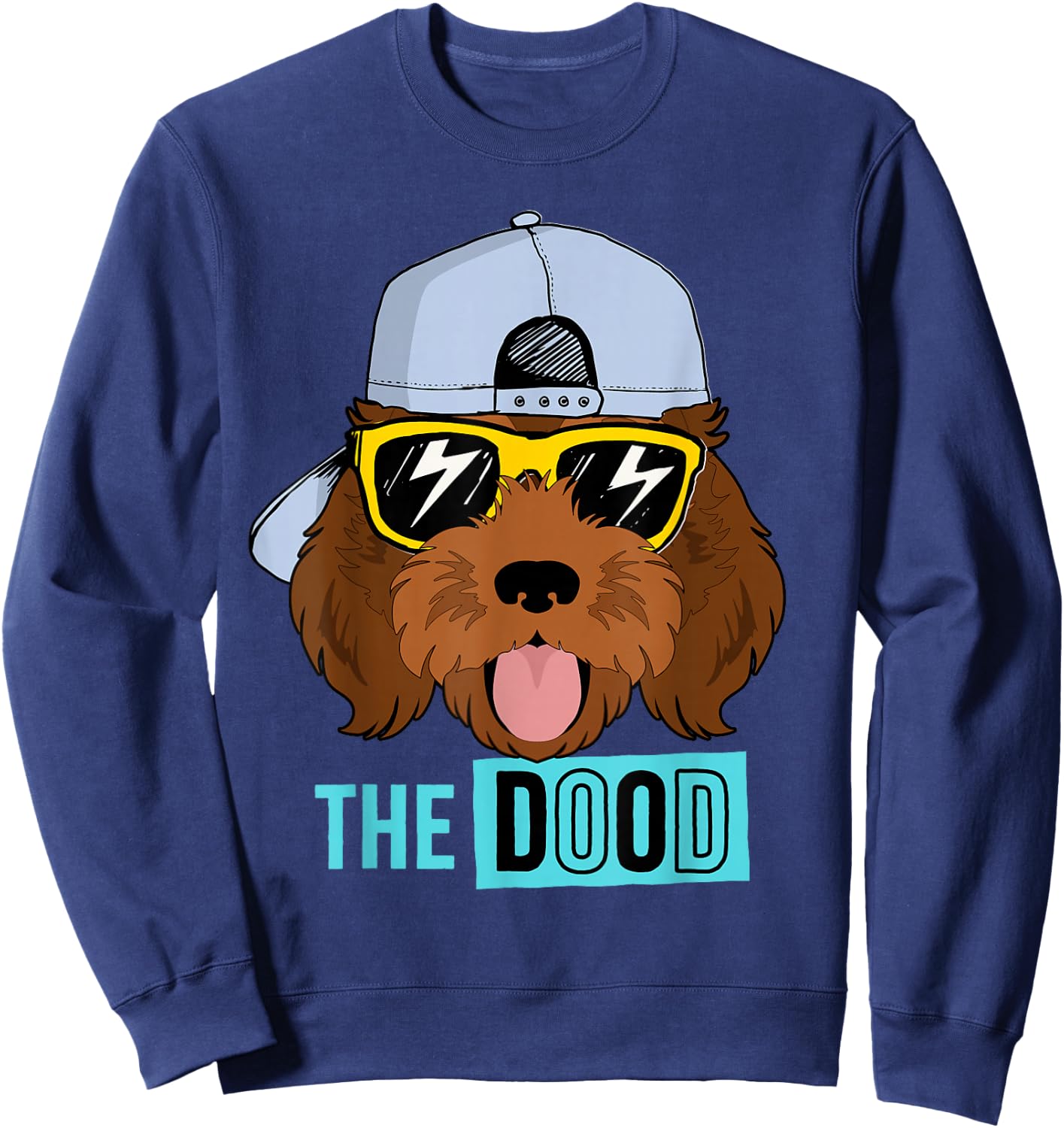 Chocolate Golden Doodle Dog, The Dood Brown Gooldendoodle Sweatshirt - Sweatshirt | Navy