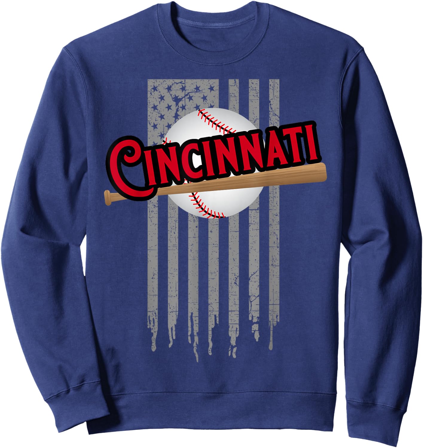 Cincinnati OH USA Flag The Queens Chip City Basic Cincy Sweatshirt - Sweatshirt | Navy