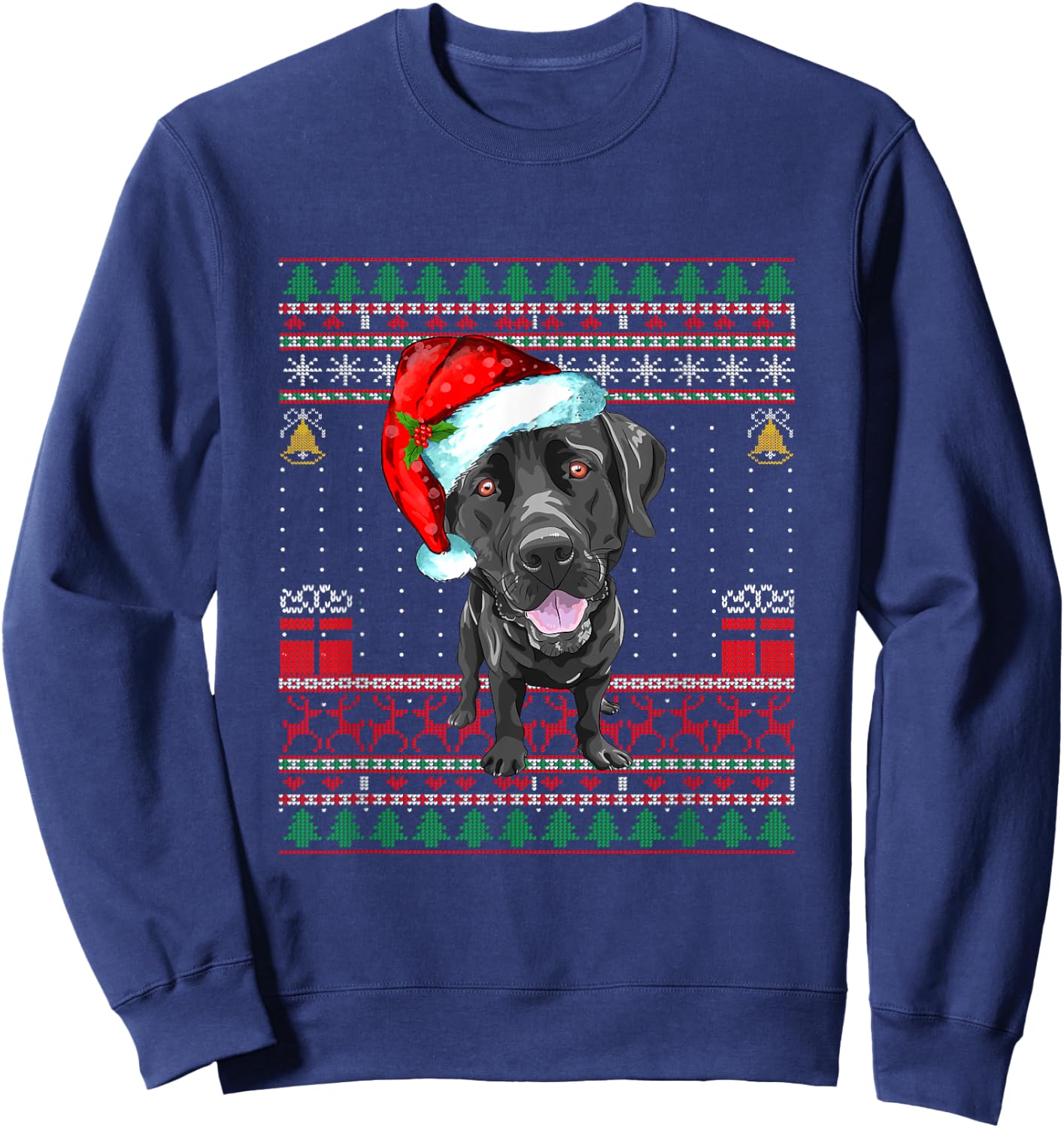 Black Lab Labrador Christmas Dog Owner Ugly Sweater Funny Sweatshirt - Sweatshirt | Navy