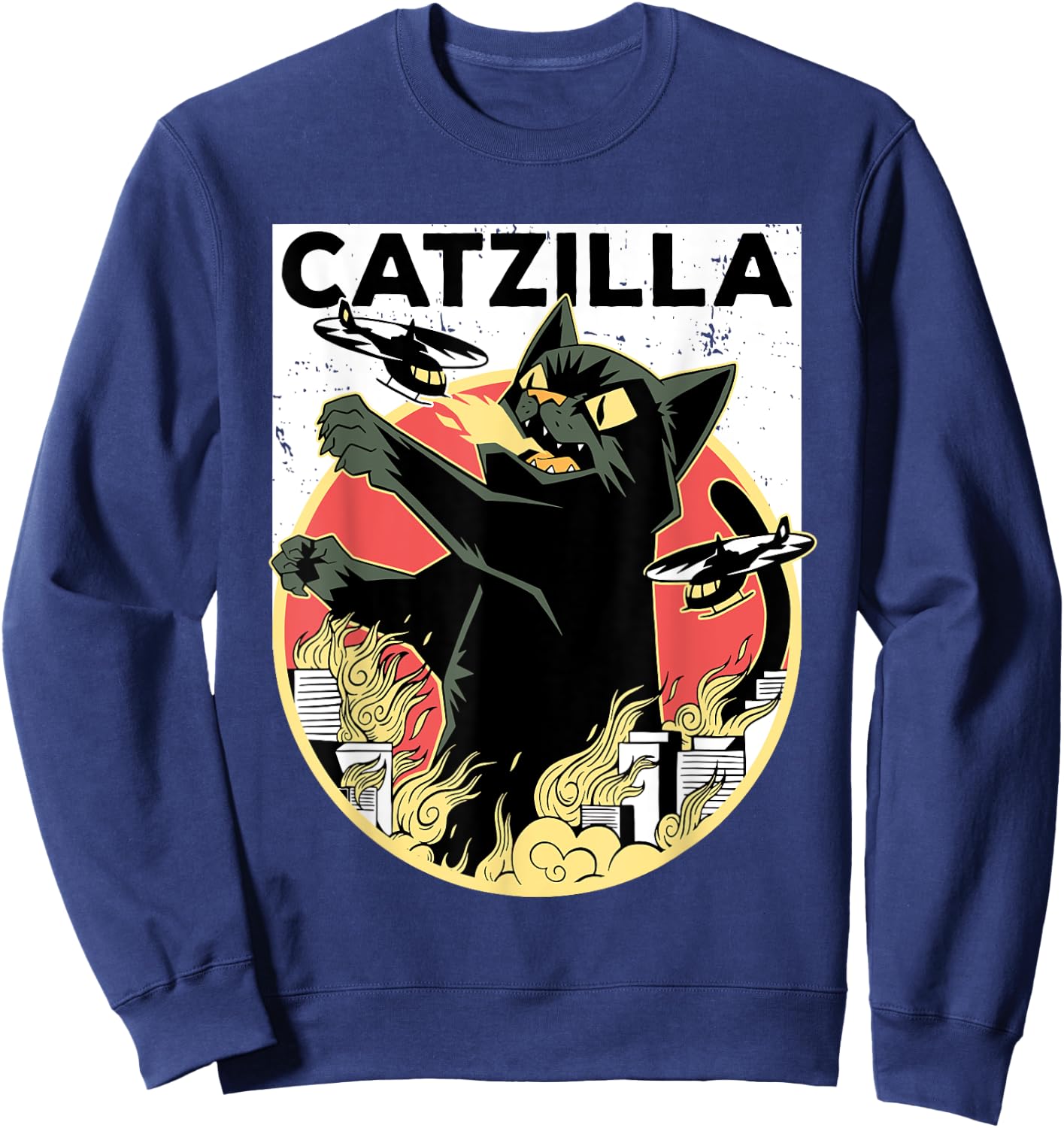 CATZILLA Black Cat Apparel | Catzilla Sweatshirt - Sweatshirt | Navy