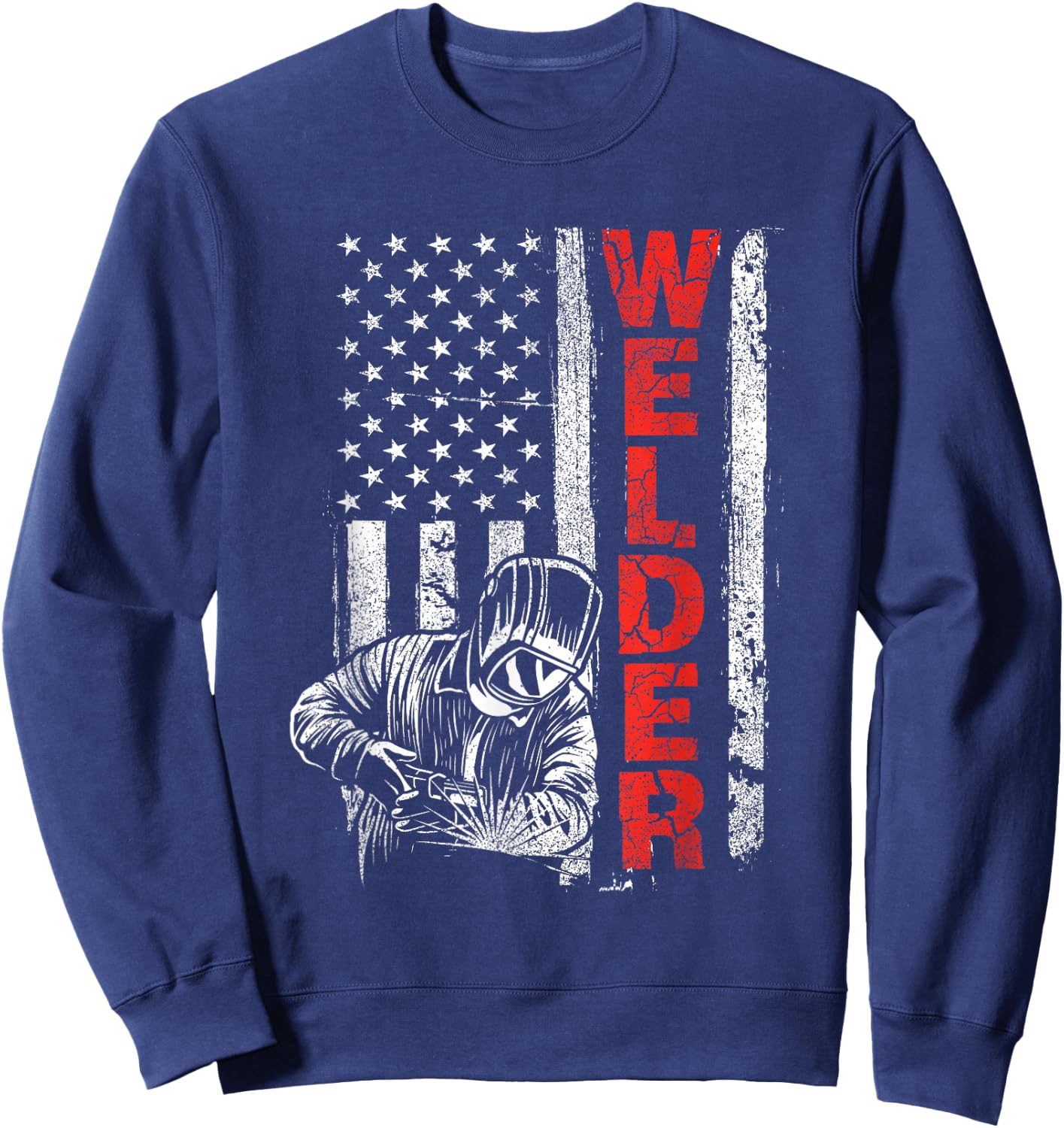 Welder - USA American Welding Worker Metalworking Lover Small Sweatshirt - Sweatshirt | Navy