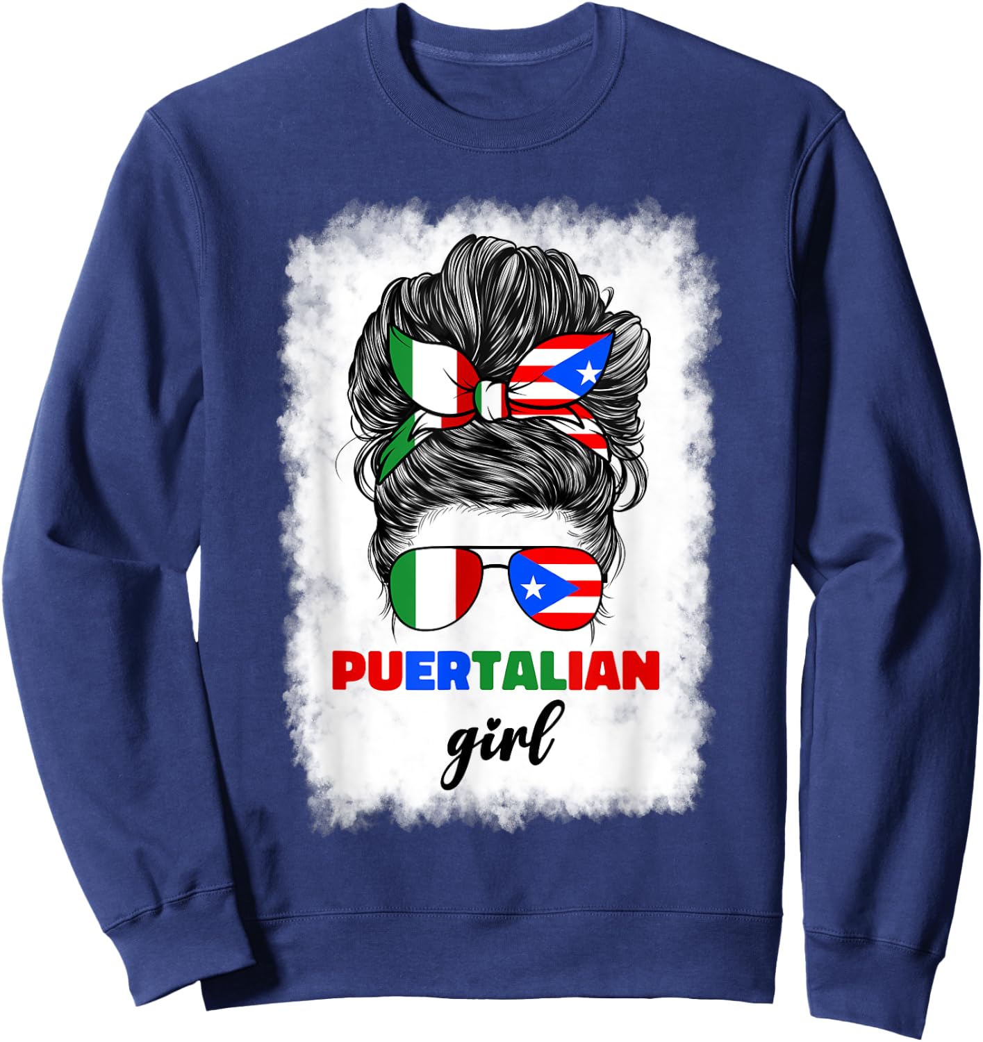 Half Italian And Puerto Rican Rico Italy Flag Girl Sweatshirt - Sweatshirt | Navy