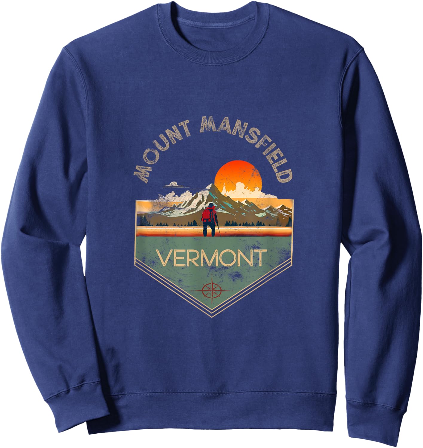 Mount Mansfield Retro Vintage Hiking Apparel - Souvenir Sweatshirt - Sweatshirt | Navy