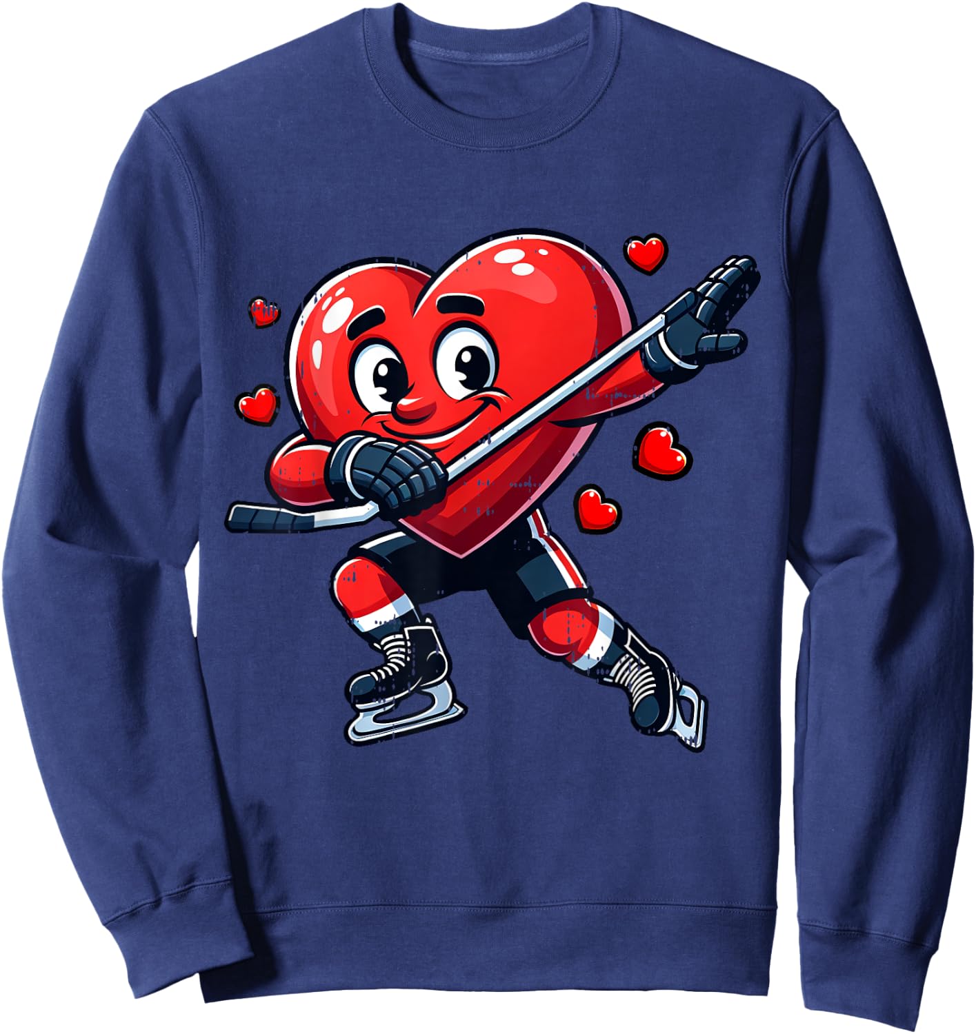 Ice Hockey Heart Dabbing Valentines Day Kids Boys Sweatshirt - Sweatshirt | Navy