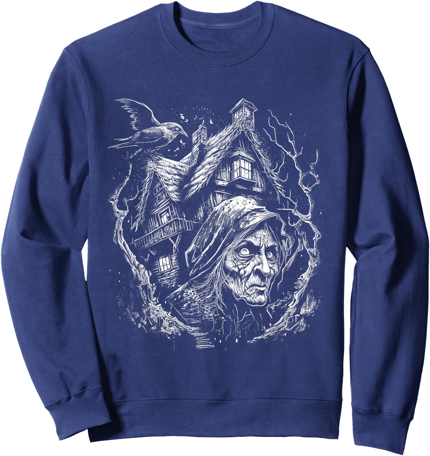 Walking House on Chicken Legs Slavic folklore Baba Yaga Art Sweatshirt - Sweatshirt | Navy