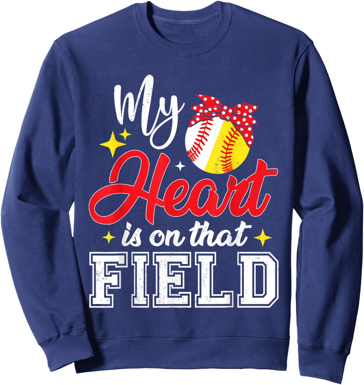 My Heart is on That Field Baseball Softball Mom Mothers Day Sweatshirt - Sweatshirt | Navy