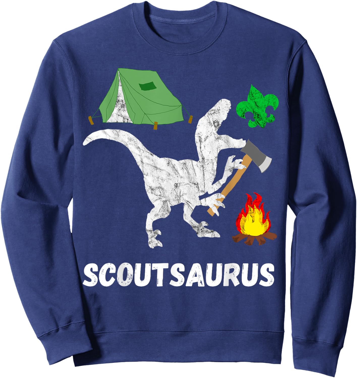 Scout Dinosaur Scout Dino Funny Camper T-Rex Sweatshirt - Sweatshirt | Navy