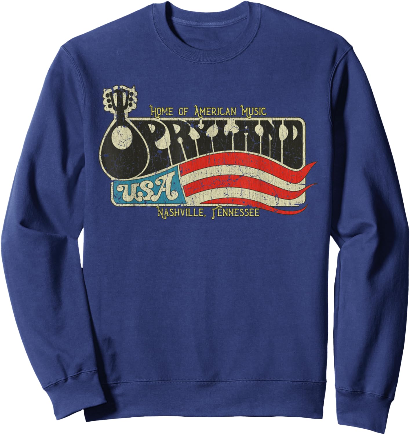 Vintage Opryland Vintage 1972 Tennessee USA Flag Women Men Sweatshirt - Sweatshirt | Navy