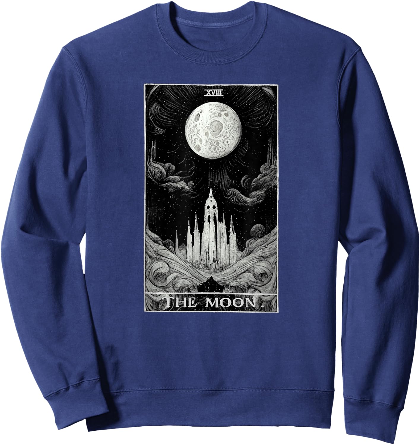 Occult The Moon Tarot Card Witchcraft Vintage Gothic Sweatshirt - Sweatshirt | Navy