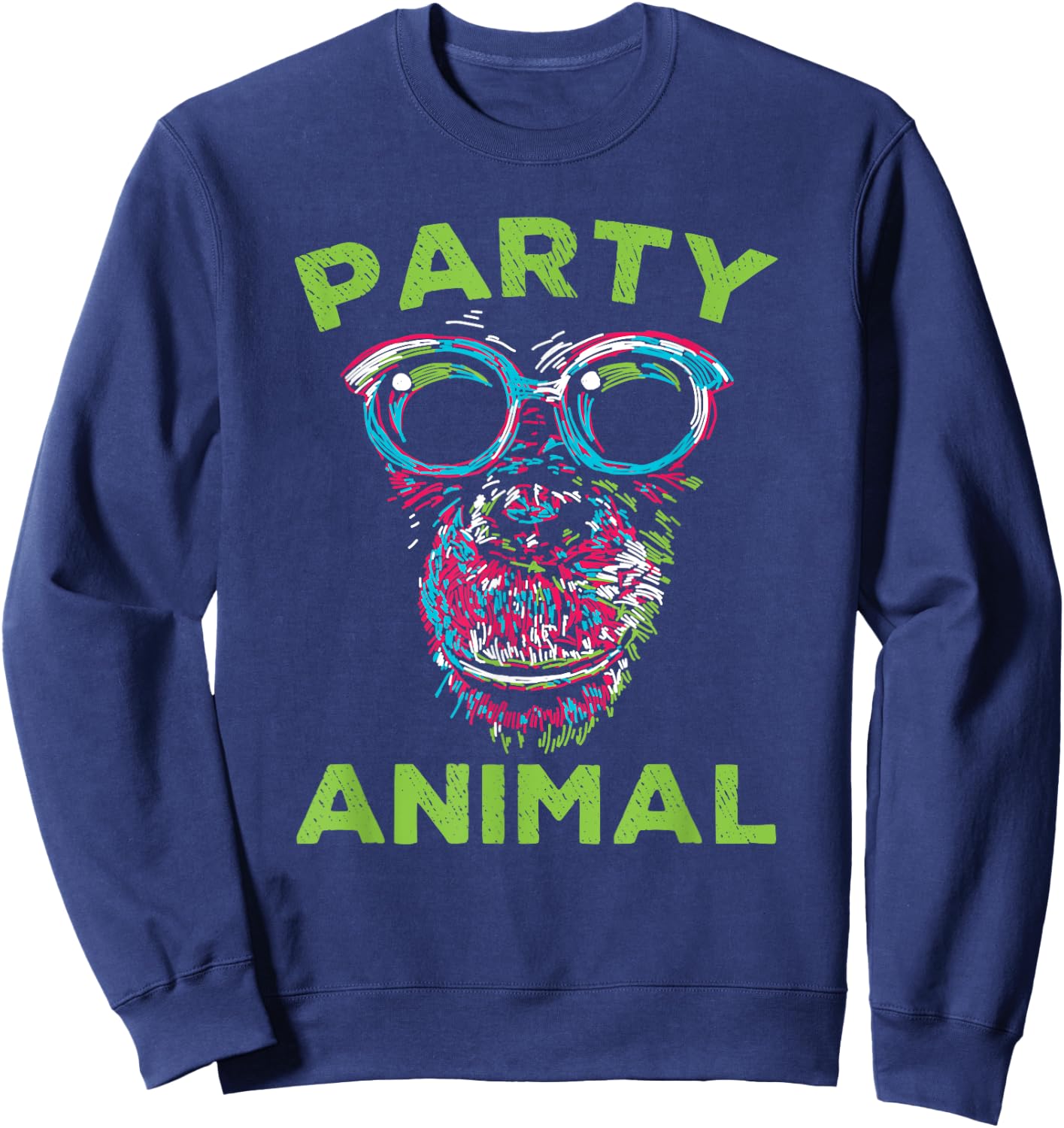 Cute Chimpanzee Party Animal Lover Colorful Monkey Sweatshirt - Sweatshirt | Navy