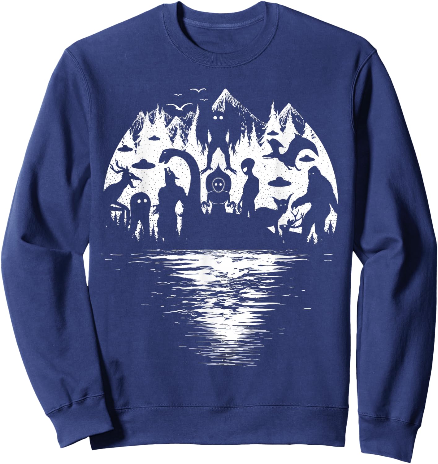 Bigfoot Loch Ness Mothman and Cryptid Monsters Cryptozoology Sweatshirt - Sweatshirt | Navy