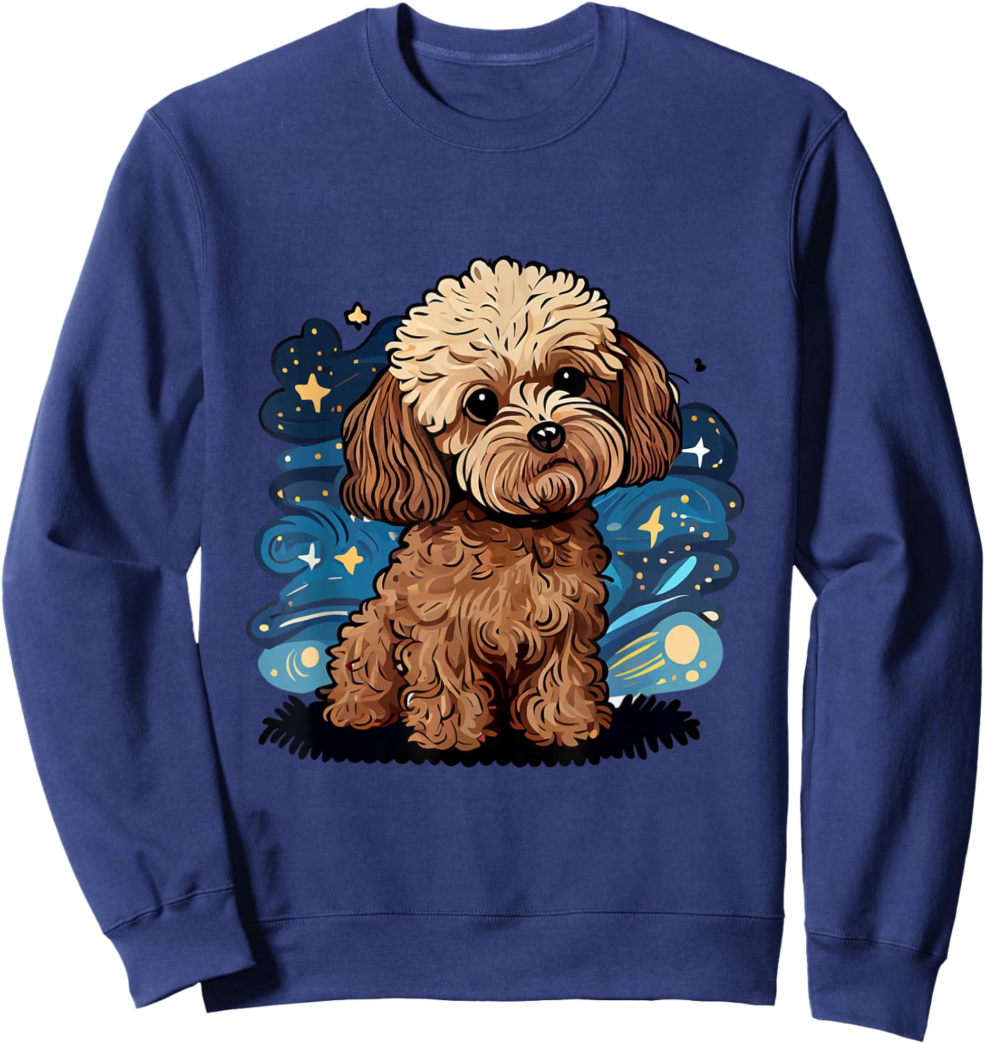 Brown Maltipoo Starry Night Van Gogh Maltipoo Mom Dad Owner Sweatshirt - Sweatshirt | Navy