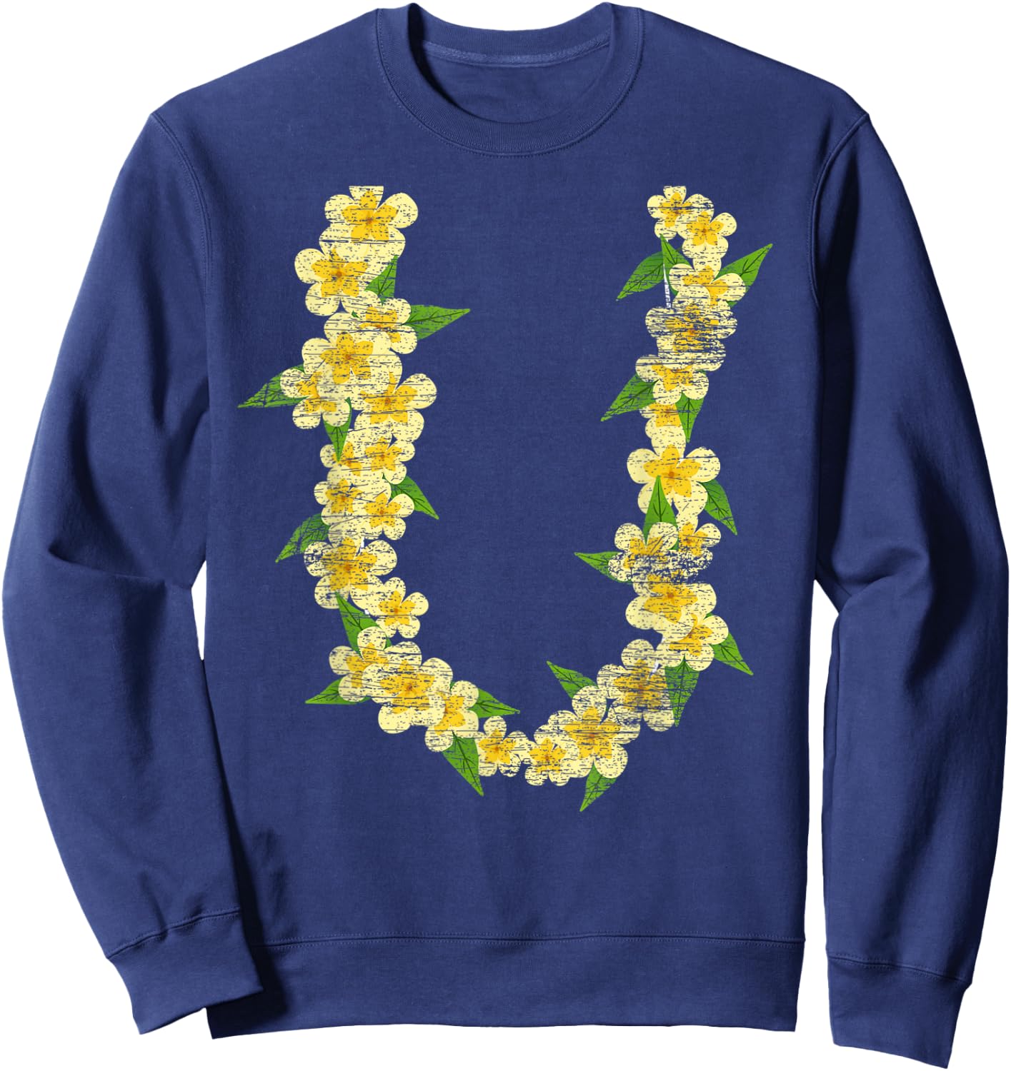 Tropical Summer Vacation Hawaiian Flower Chain Lei Women Kids Sweatshirt - Sweatshirt | Navy