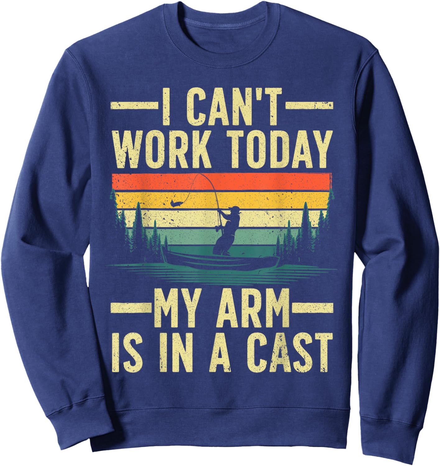 Funny Fishing Women Fisherman Arm Cast Fish Hunting Sweatshirt - Sweatshirt | Navy